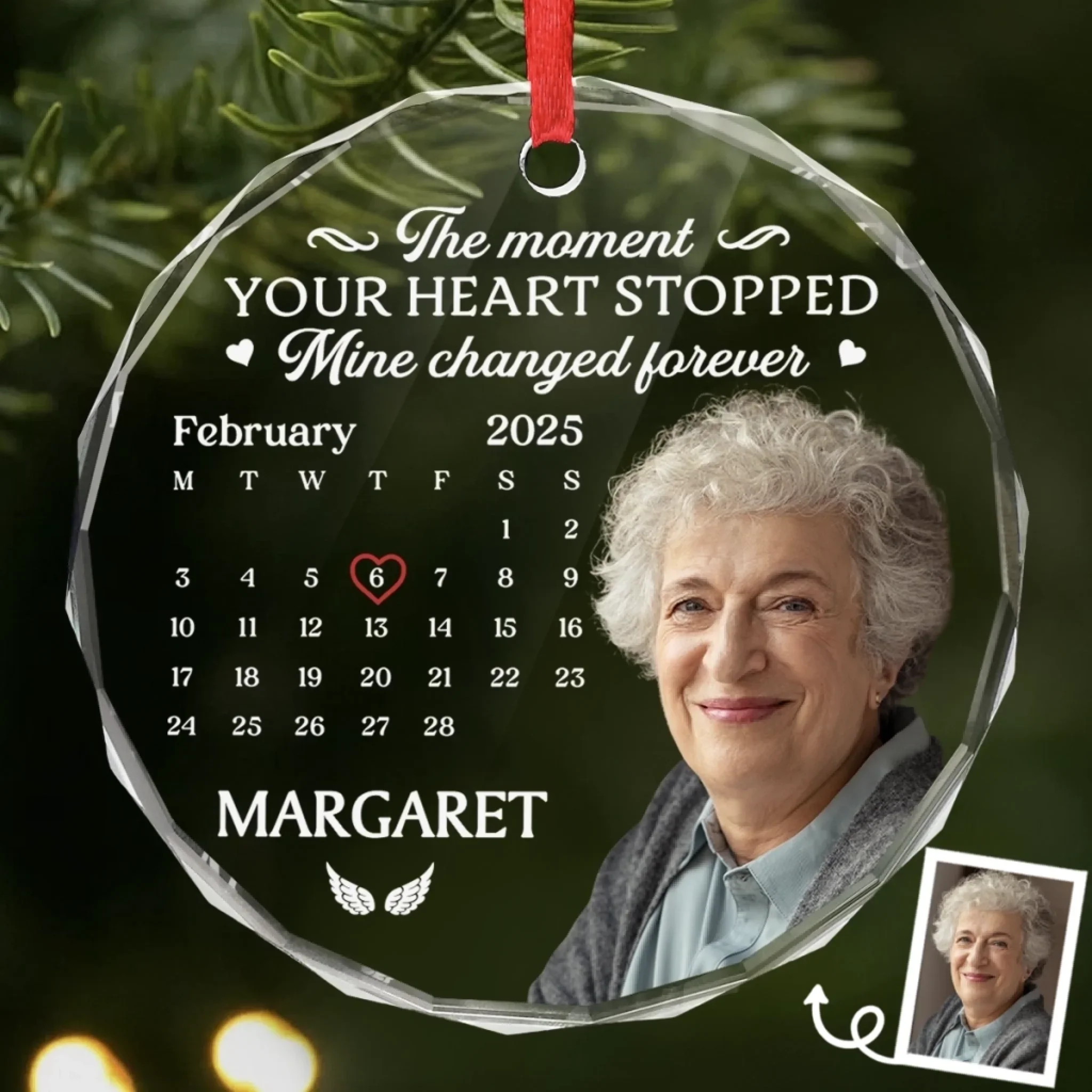 Custom Photo Circle Glass Ornament - Personalized Christmas Memorial Sympathy Gifts For Loss Of Mom, Dad - Missing You With Love - Robaser