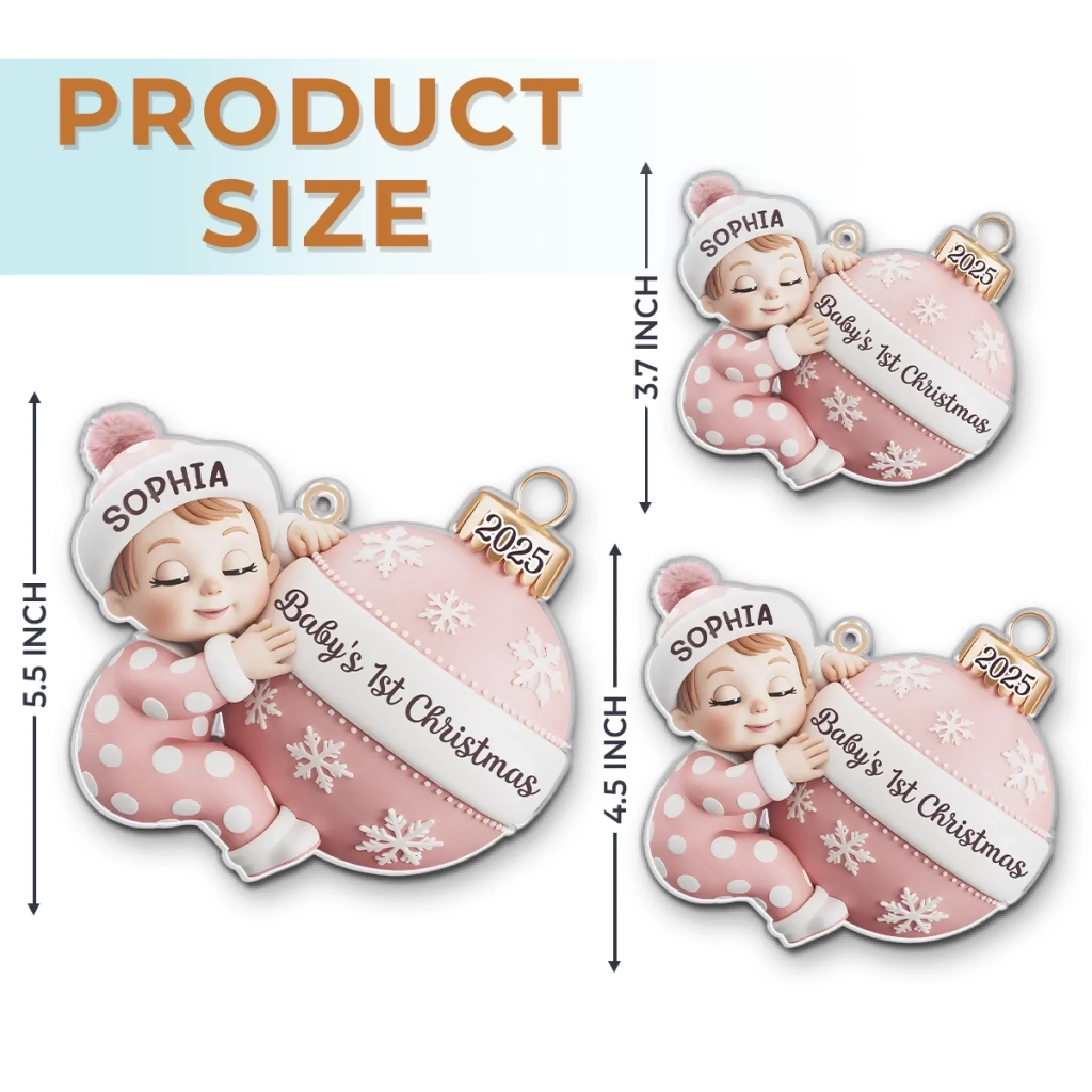 Custom Acrylic Ornament - Personalized Christmas Baby Shower, Gender Reveal Gifts For New Moms, New Dads, New Parents - First Christmas Magic Begins - Robaser