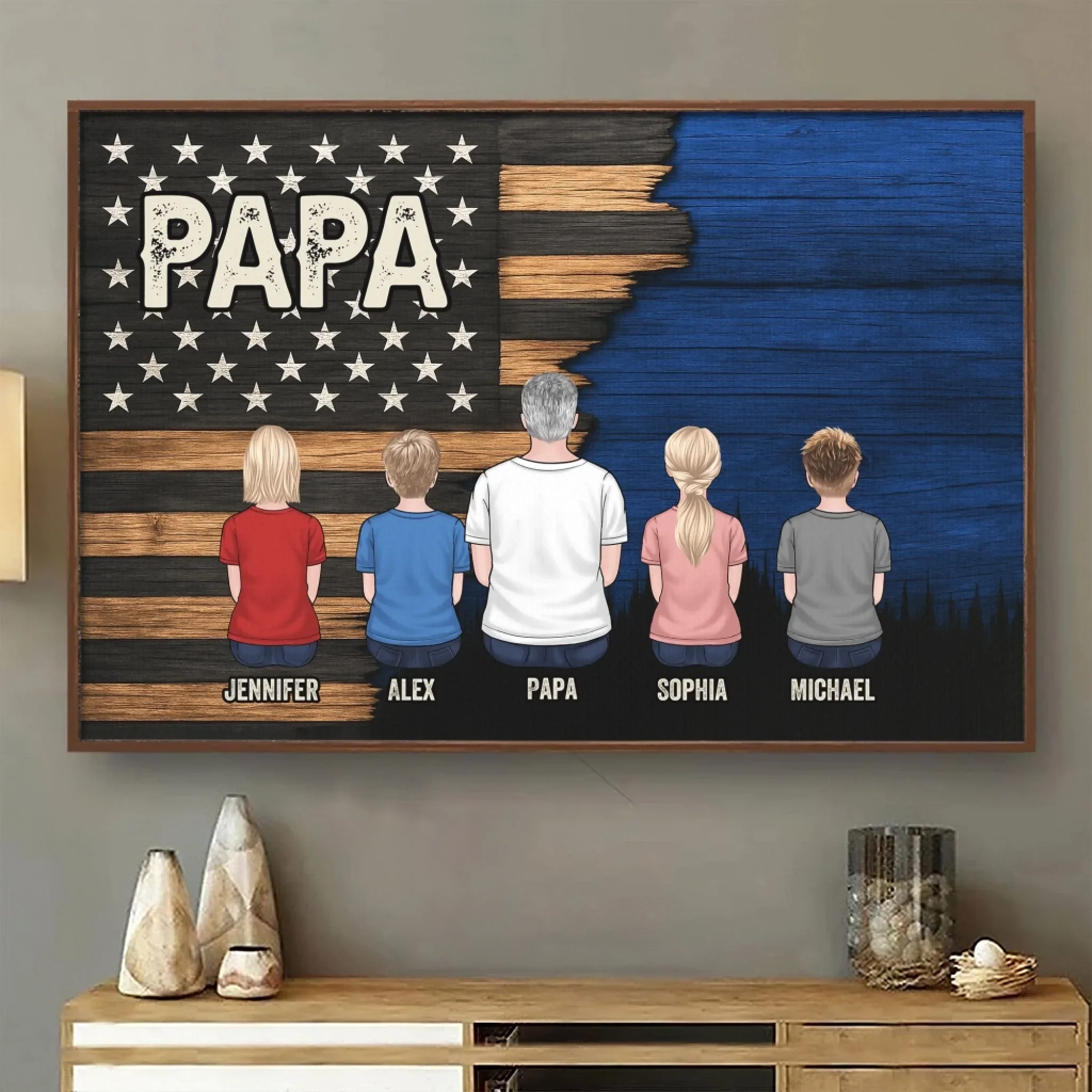 Papa, Our Loudest Pride - Family Personalized Custom Horizontal Poster - Father's Day, Gift For Dad, Grandpa - Robaser