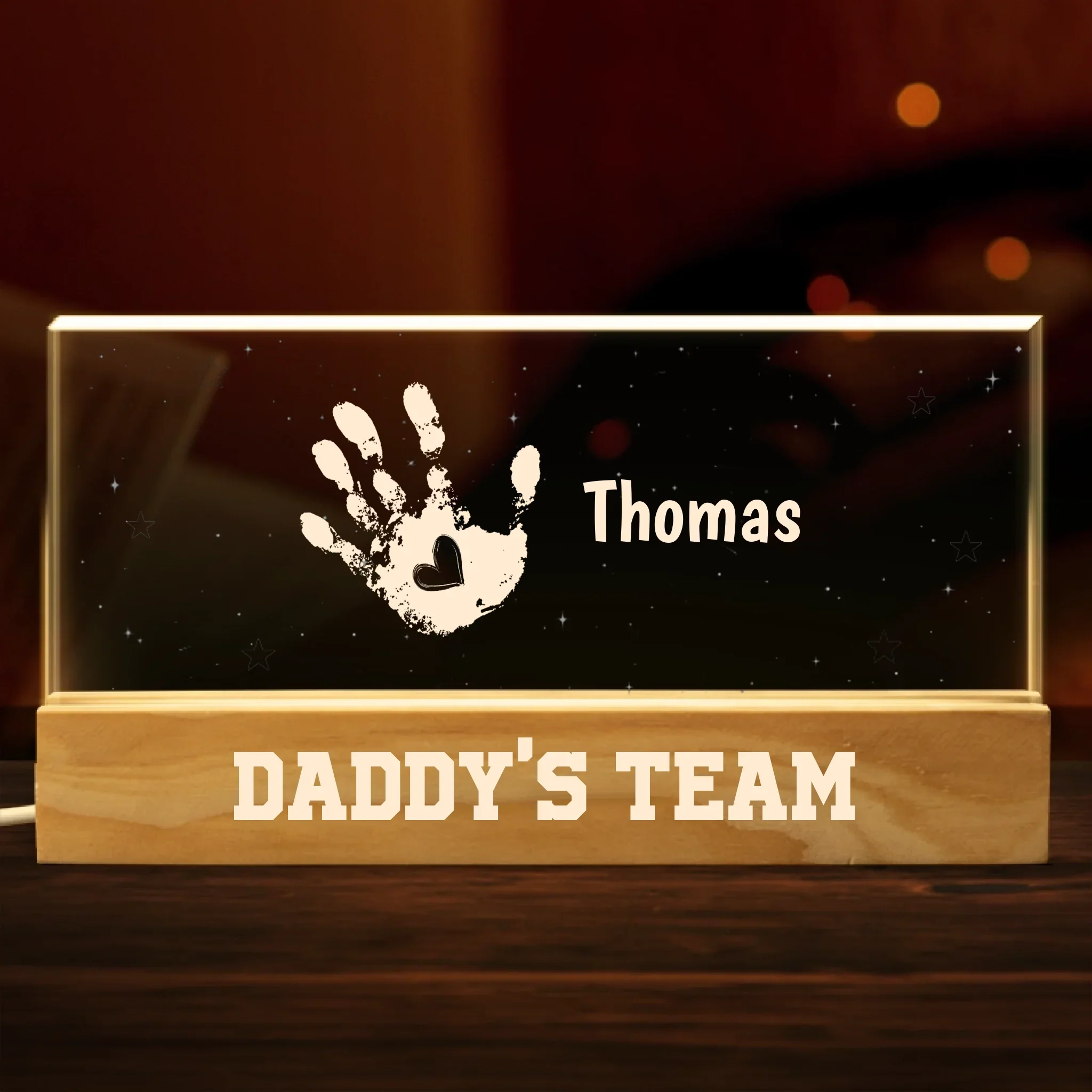 Touching Dads Heart Daily - Family Personalized Custom Acrylic Letters 3D LED Night Light - Father's Day, Gift For Dad, Grandpa - Robaser