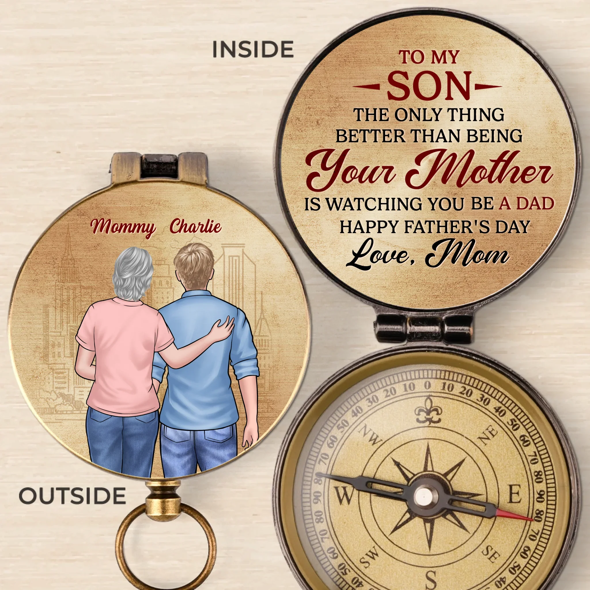 Your Heart, My Home - Family Personalized Custom Compass - Father's Day, Gift For Dad, Mom, Son - Robaser