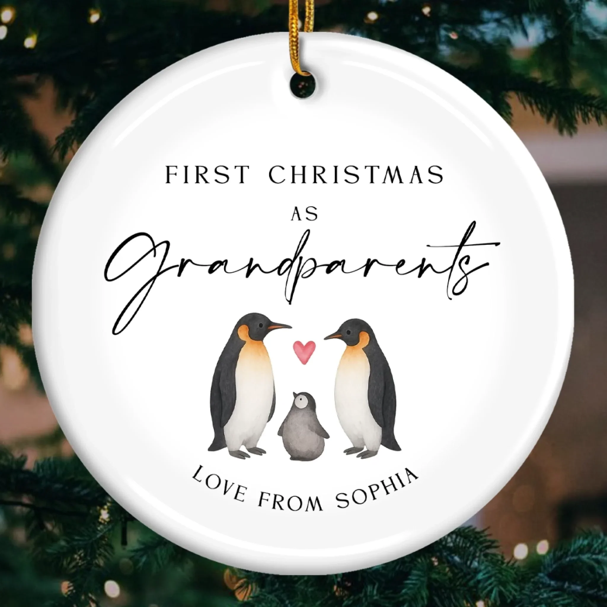 Custom Baby's First Christmas Grandparents Ceramic Ornament - Personalized Christmas Birthday Gifts For First Time Grandparents, Future Grandpa and Grandma, Family - Joy Begins With Grandbaby - Robaser