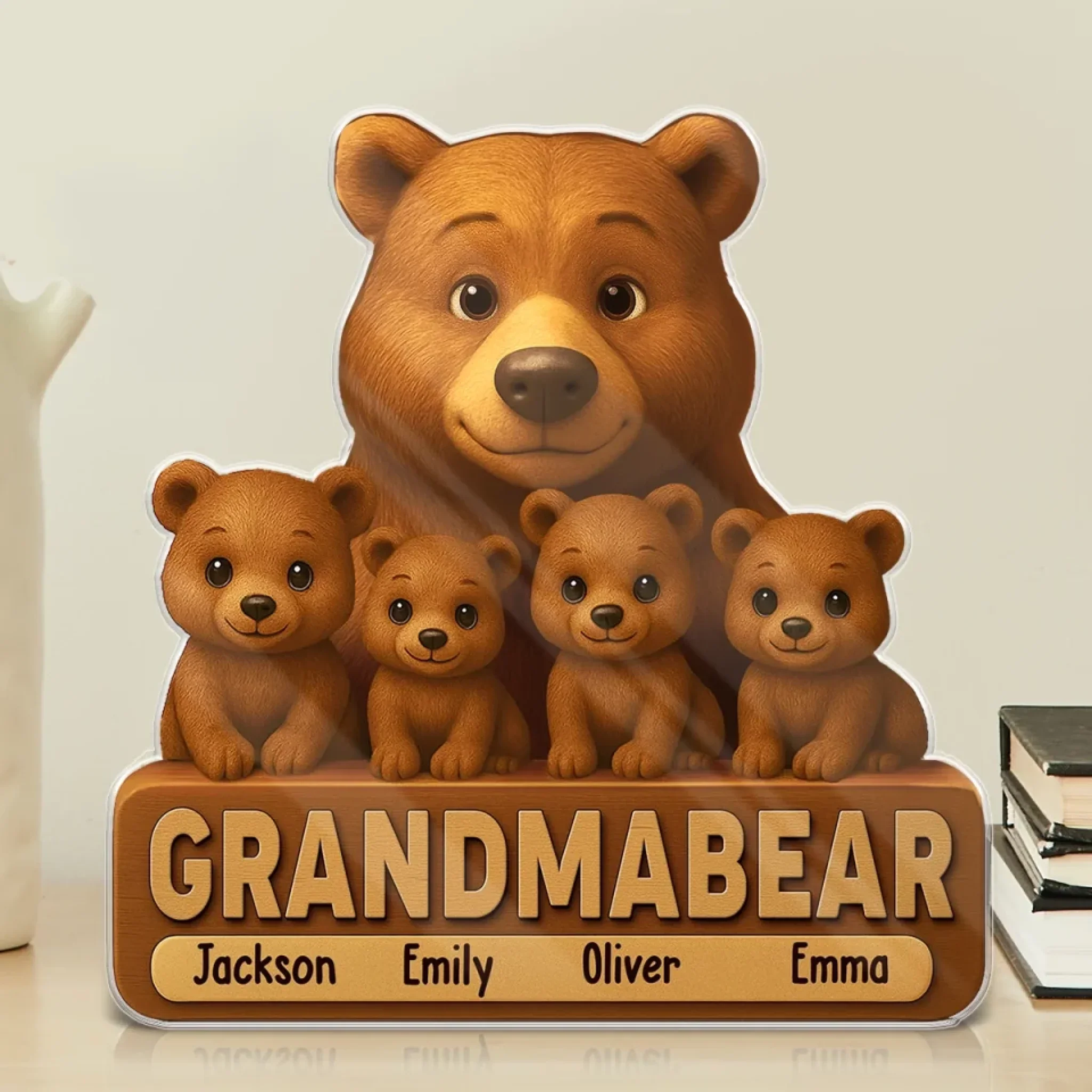 Rooted In Love, Protected Like A Bear - Family Personalized Custom Acrylic Plaque Custom Shape - Mother's Day, Gift For Mom, Grandma - Robaser