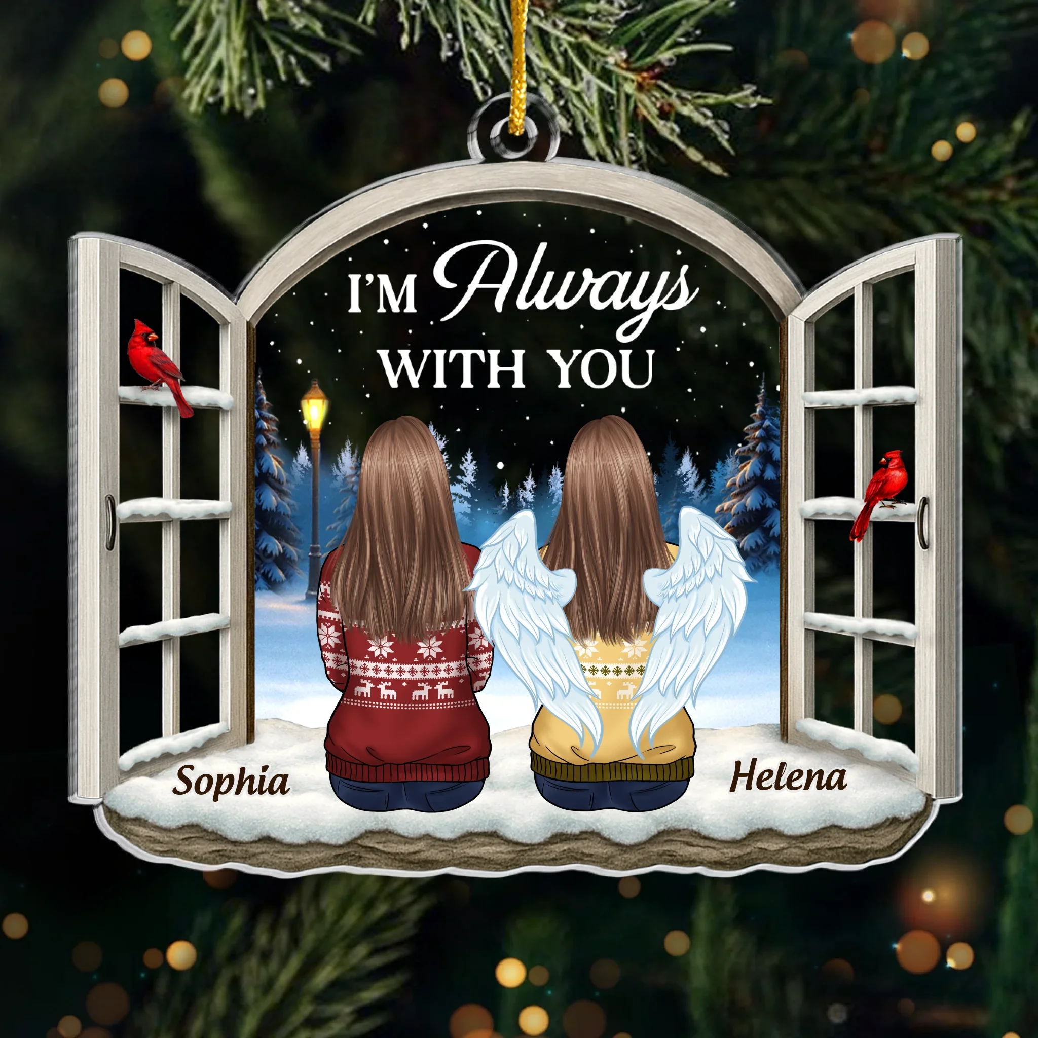 Custom Acrylic Ornament - Personalized Christmas Memorial Sympathy Gifts For Loss Of Mom, Dad - Forever With You - Robaser
