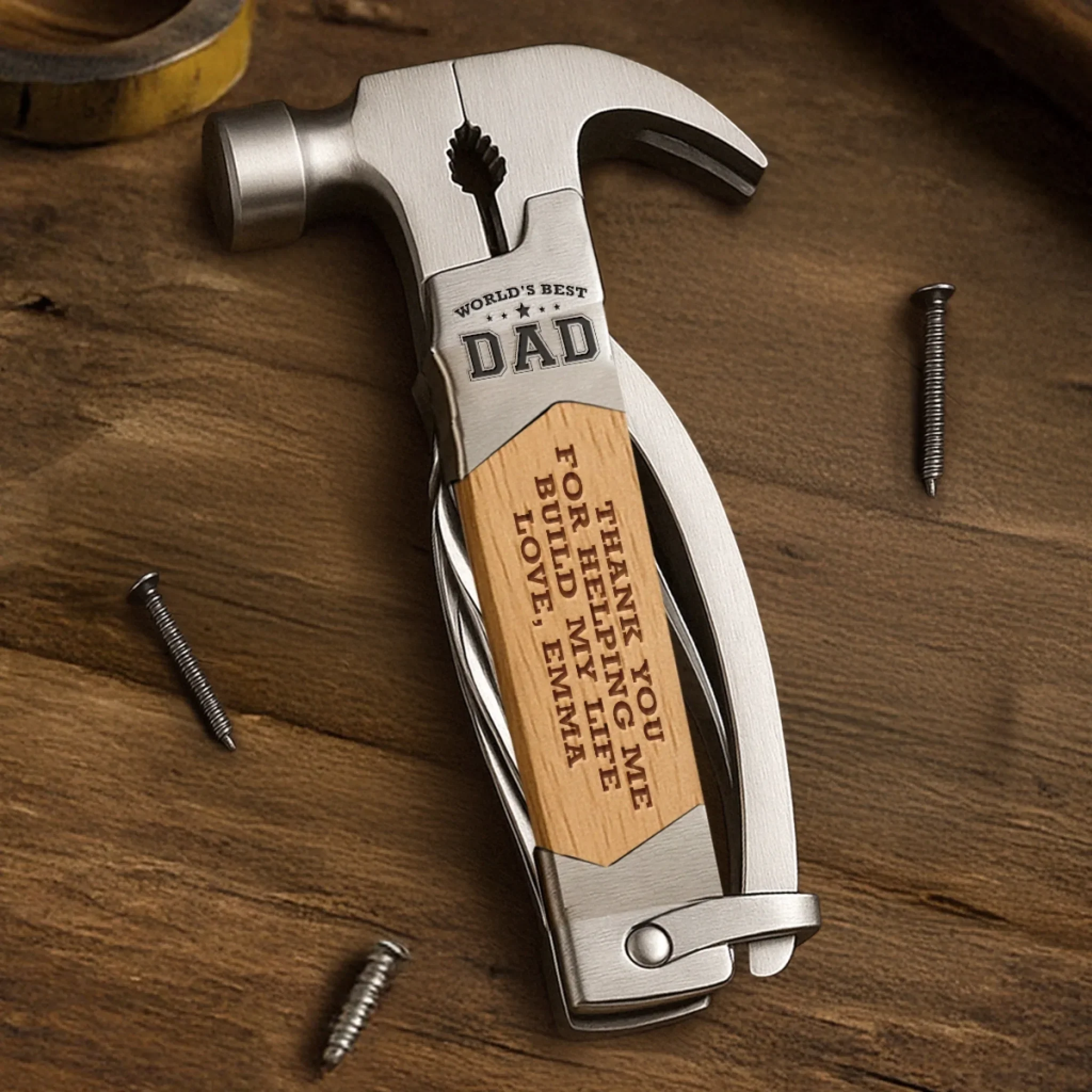 Built With Love, Dad - Family Personalized Custom Multi Tool Hammer - Father's Day, Gift For Dad, Grandpa - Robaser