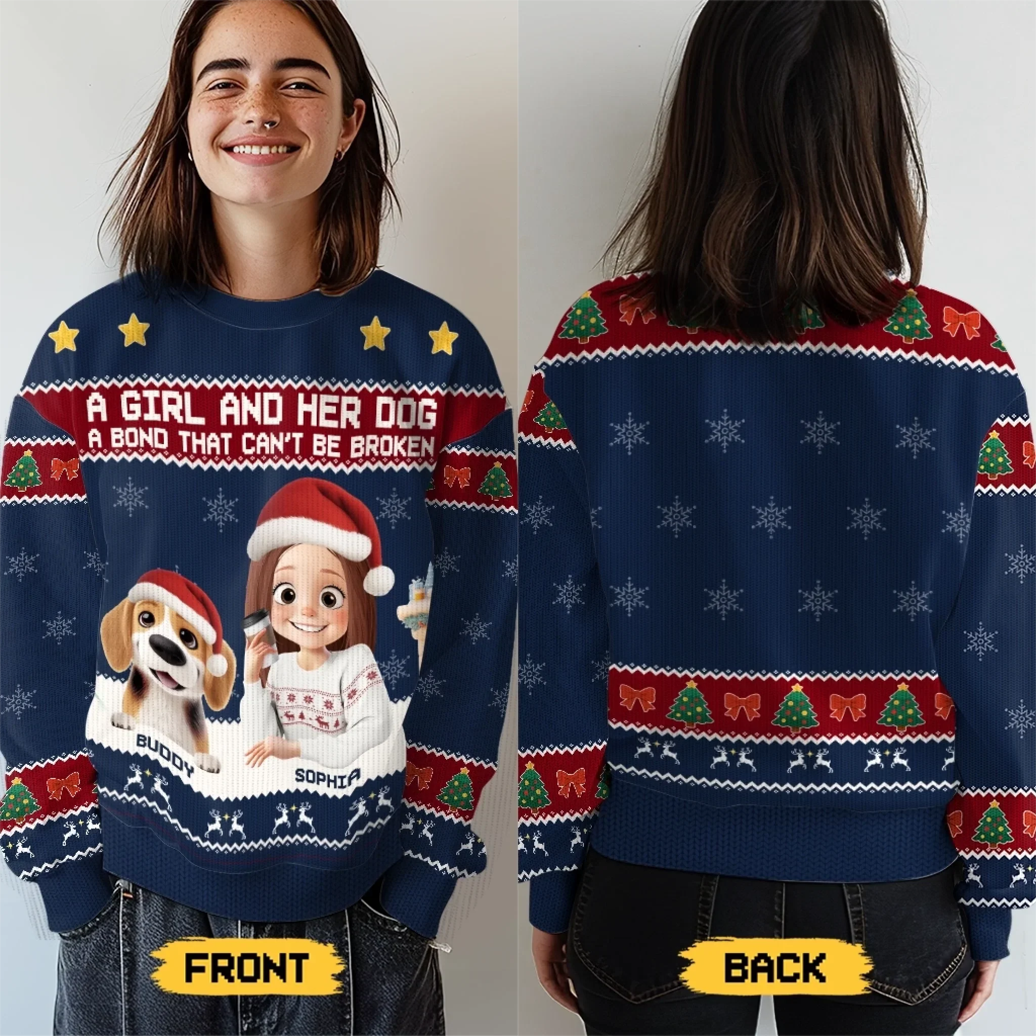 Custom Unisex Ugly Sweatshirt - Personalized  Christmas Birthday Gifts For Dog Cat Lovers, Dog Dad And Mom, Cat Owners - Santa Claws Is Coming - Robaser