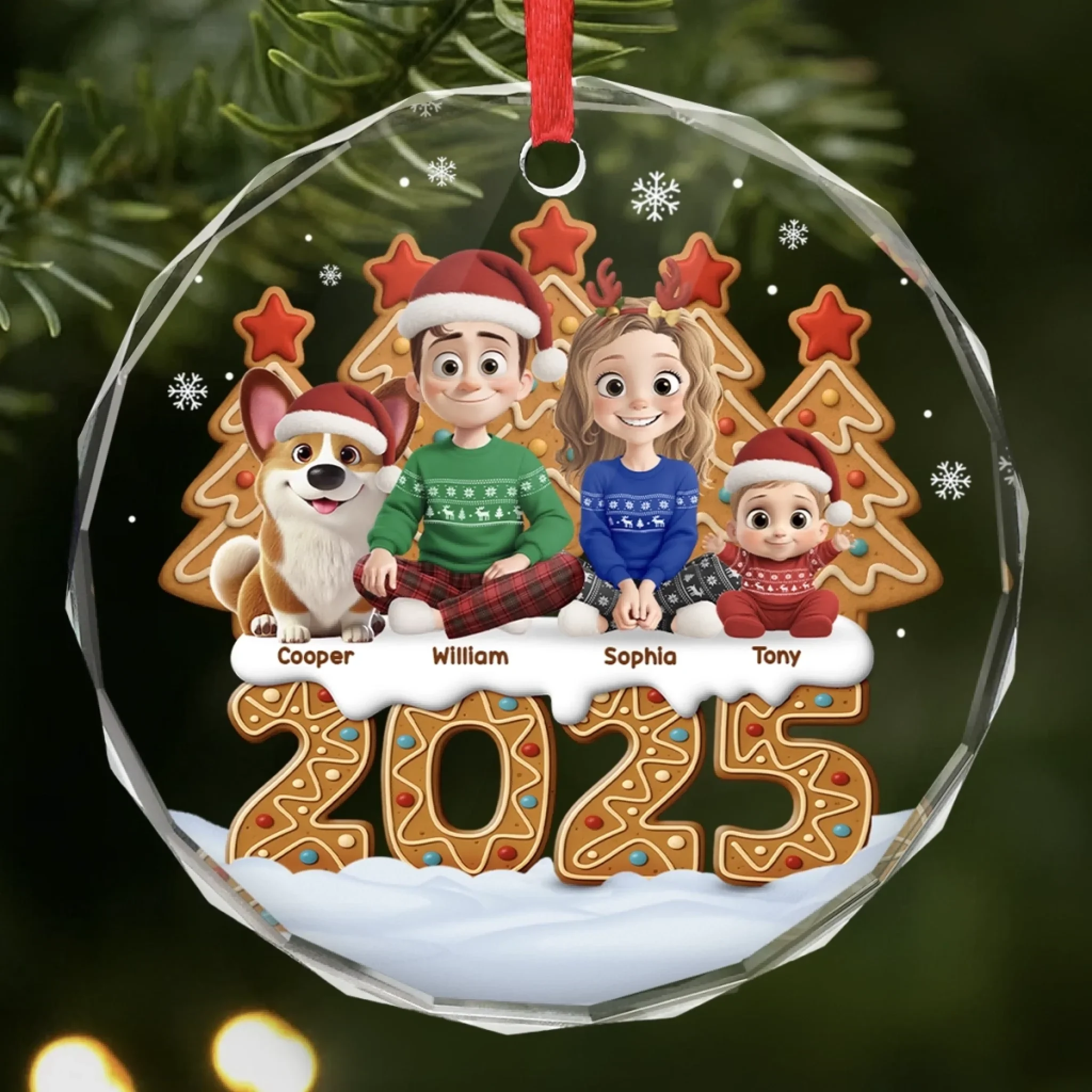 Custom Circle Glass Ornament -  Personalized Christmas Birthday Gifts For Family, Dog Cat Lovers - My Pet My Happy Place - Robaser