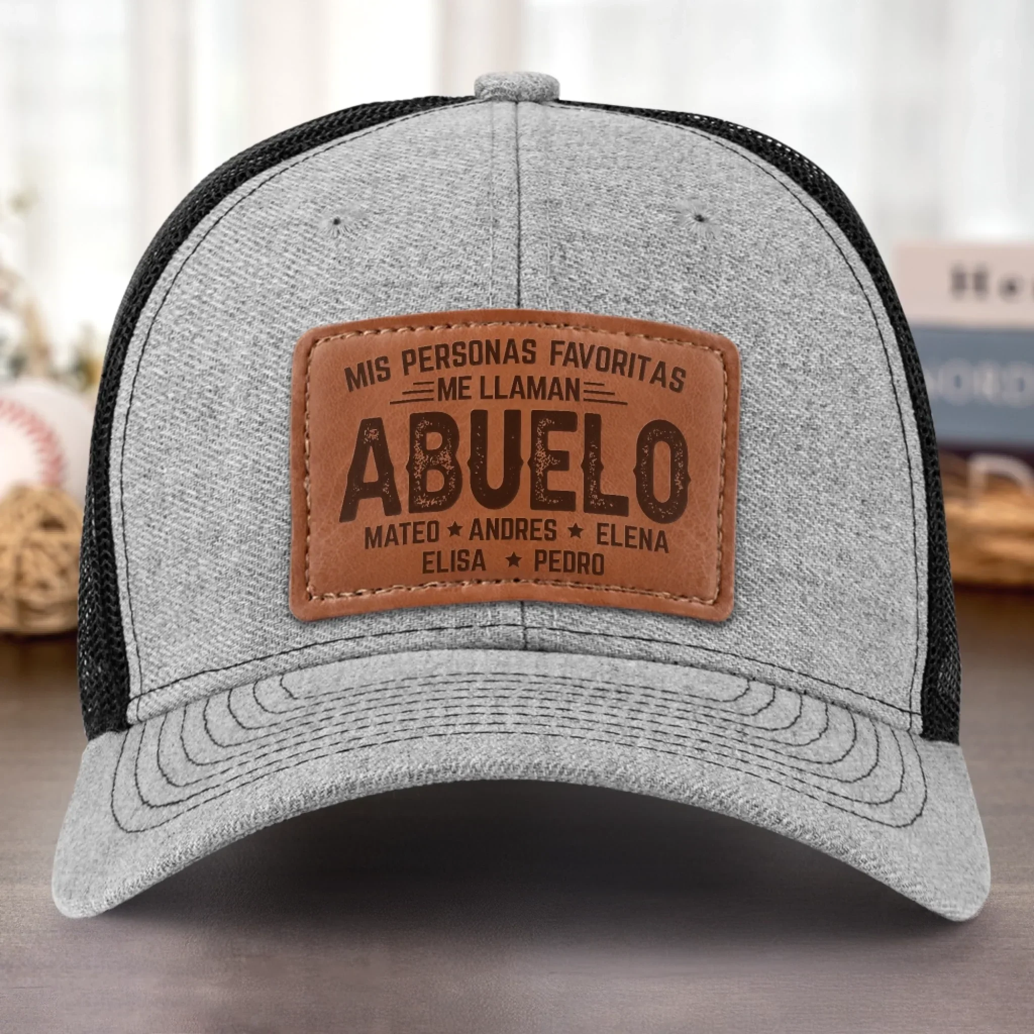 Gorra Con Parche De Cuero Personalizada - Regalos De Cumplea?os Personalizados Para Pap  , Abuelo - Abuelos Llenos De Bendiciones - Robaser