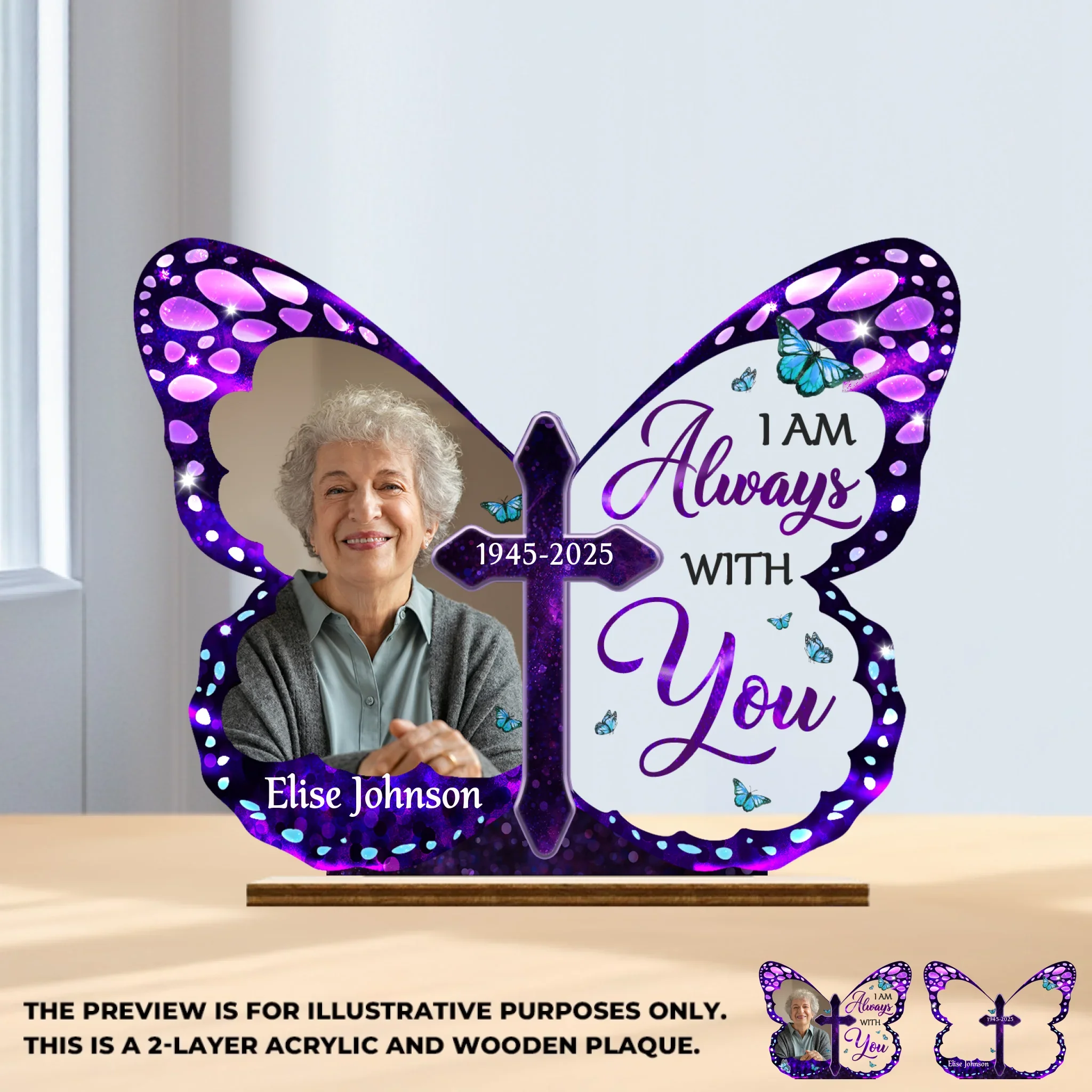 Custom Photo Wood & Acrylic Plaque - Personalized Memorial Sympathy Gifts For Loss Of Mom, Dad - I Am Always With You - Robaser