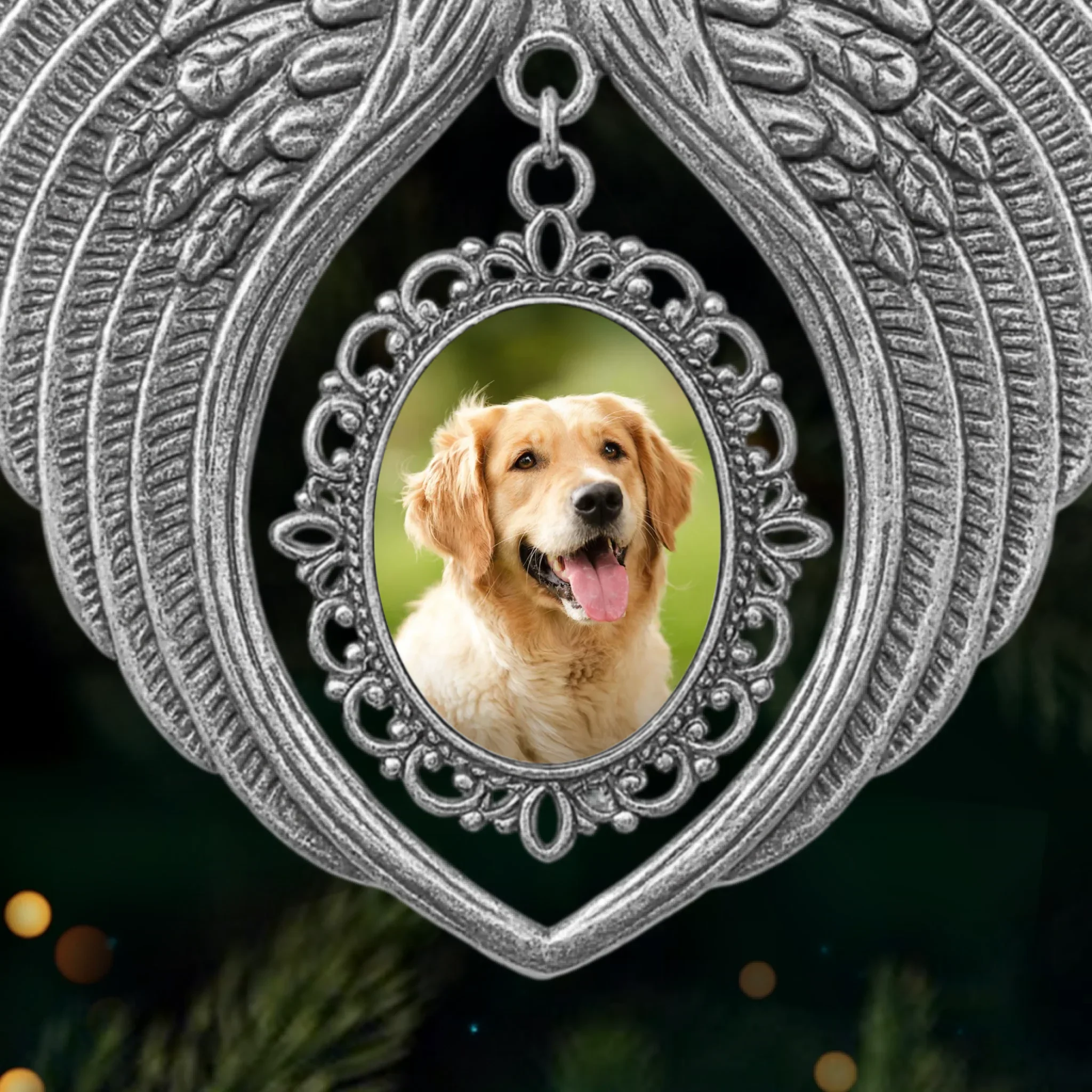 Custom Photo Metal Angel Wings Ornament - Personalized Pet Memorial Sympathy Gifts For Dogs, Cats - Your Paws Left Prints On Our Souls - Robaser
