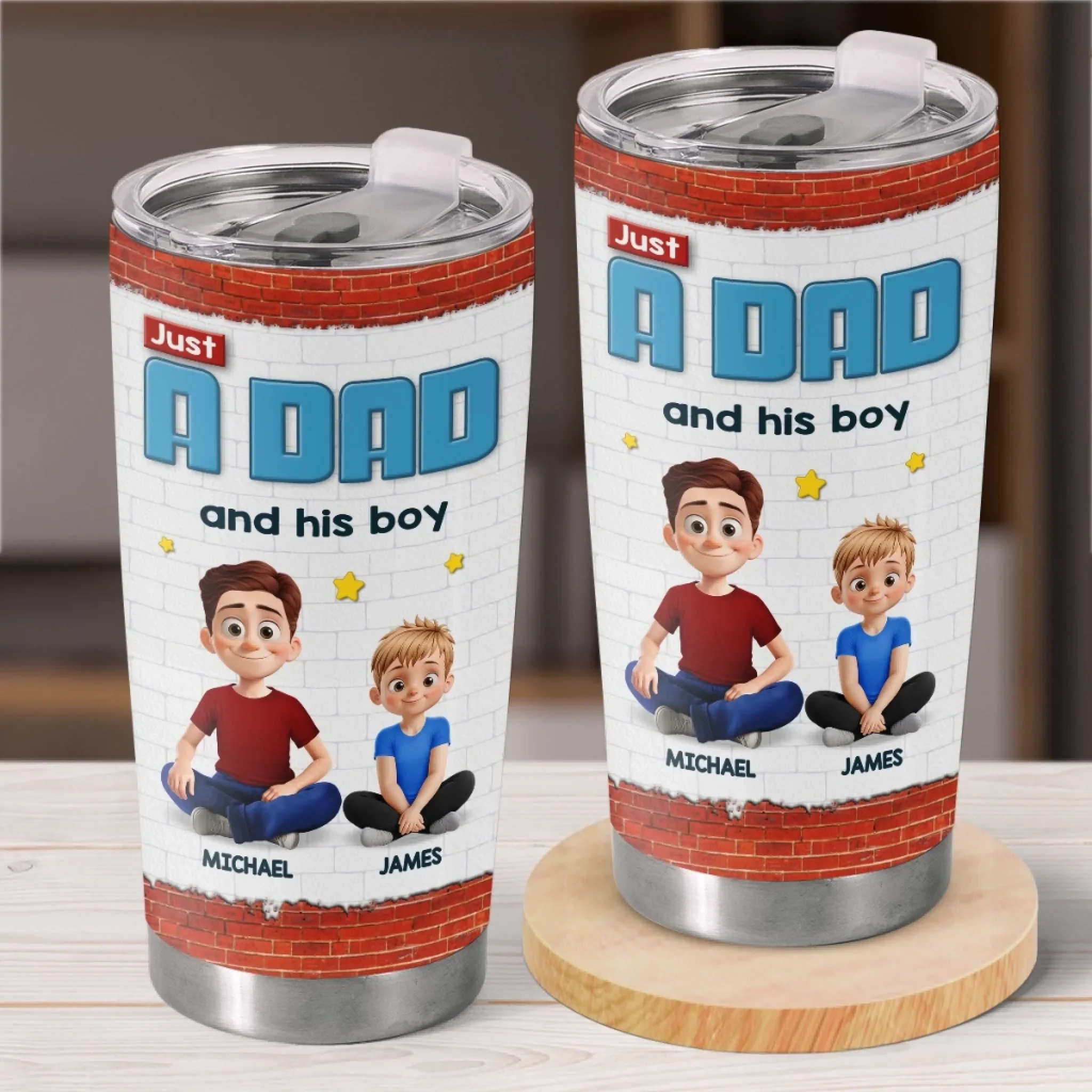 One Dad, One Kid And Infinite Chaos - Family Personalized Custom Tumbler - Father's Day, Gift For Dad - Robaser