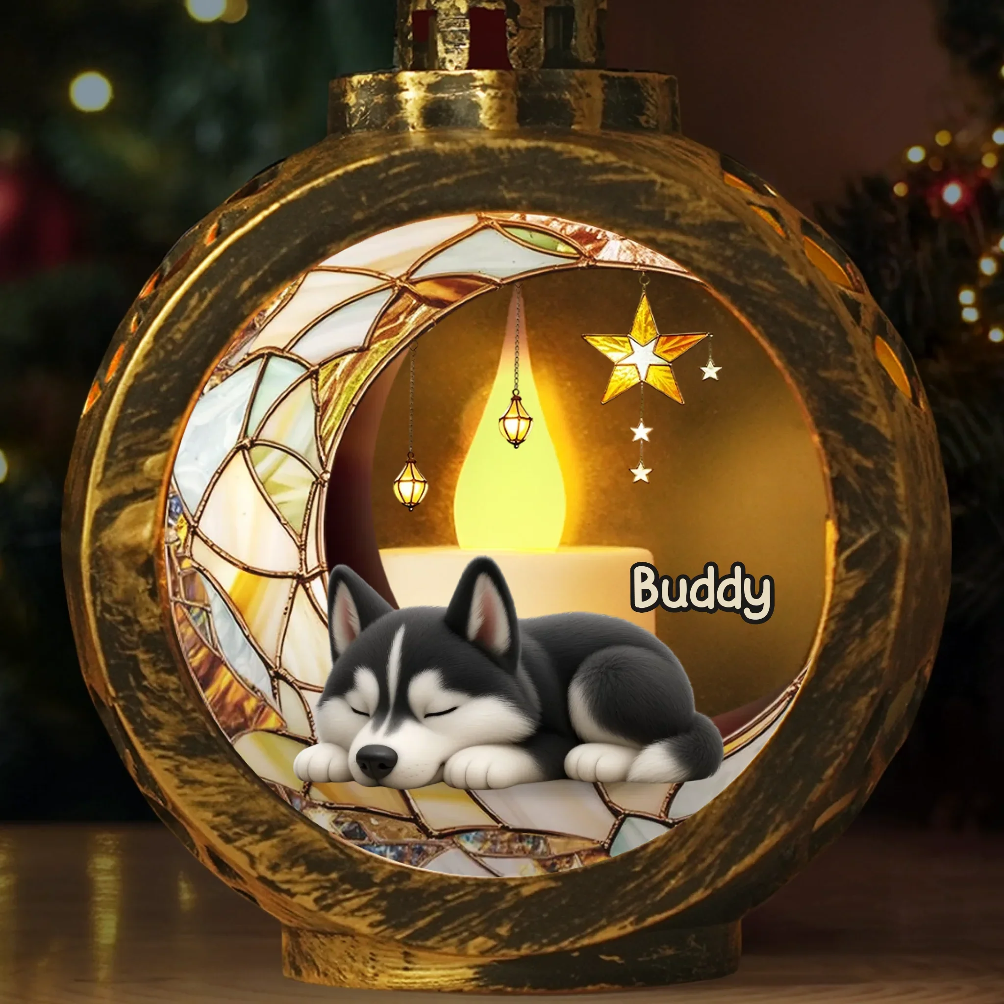 Custom Candlelight Lantern Ornament - Personalized Pet Christmas Memorial Sympathy Gifts For Dogs, Cats - Love Lives In Gentle Whispers - Robaser