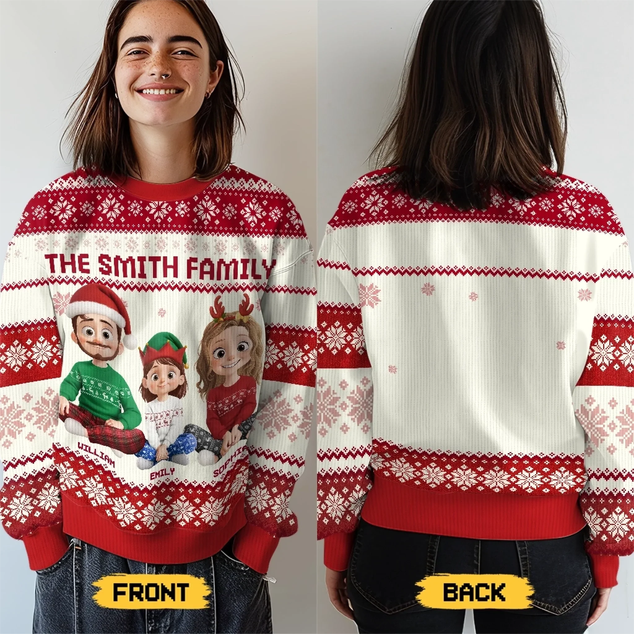 Custom Unisex Ugly Sweatshirt - Personalized  Christmas Birthday Gifts For Family, Dog Cat Lovers - Santa  s Favorite Family - Robaser