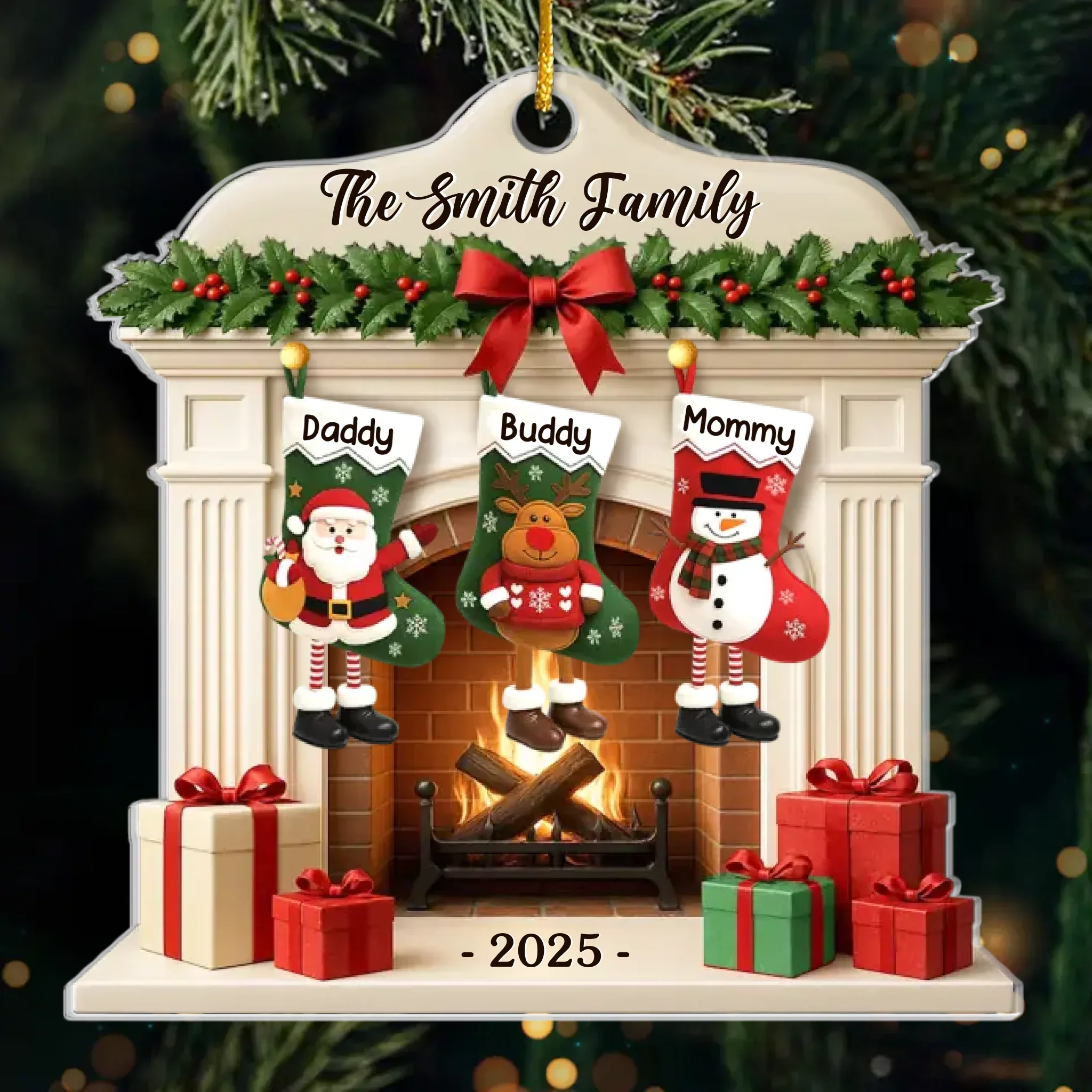 Custom Acrylic Ornament - Personalized Christmas Birthday Gifts For Mom, Dad, Brother, Sister, Kids - Christmas Glows Where Hearts Gather - Robaser