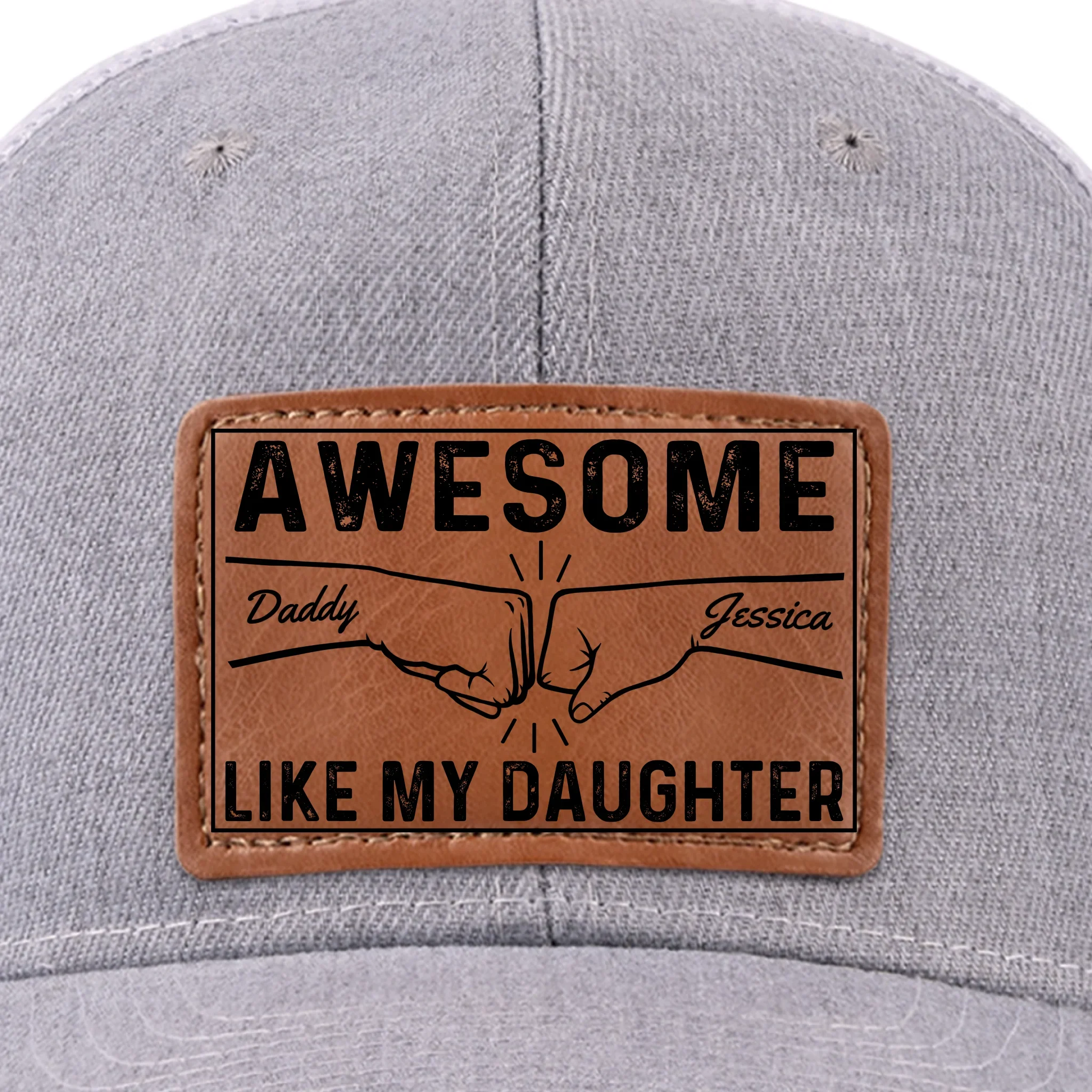 Tiny Hands, Big Love - Family Personalized Custom Leather Patch Hat - Father's Day, Gift For Dad, Daughter - Robaser