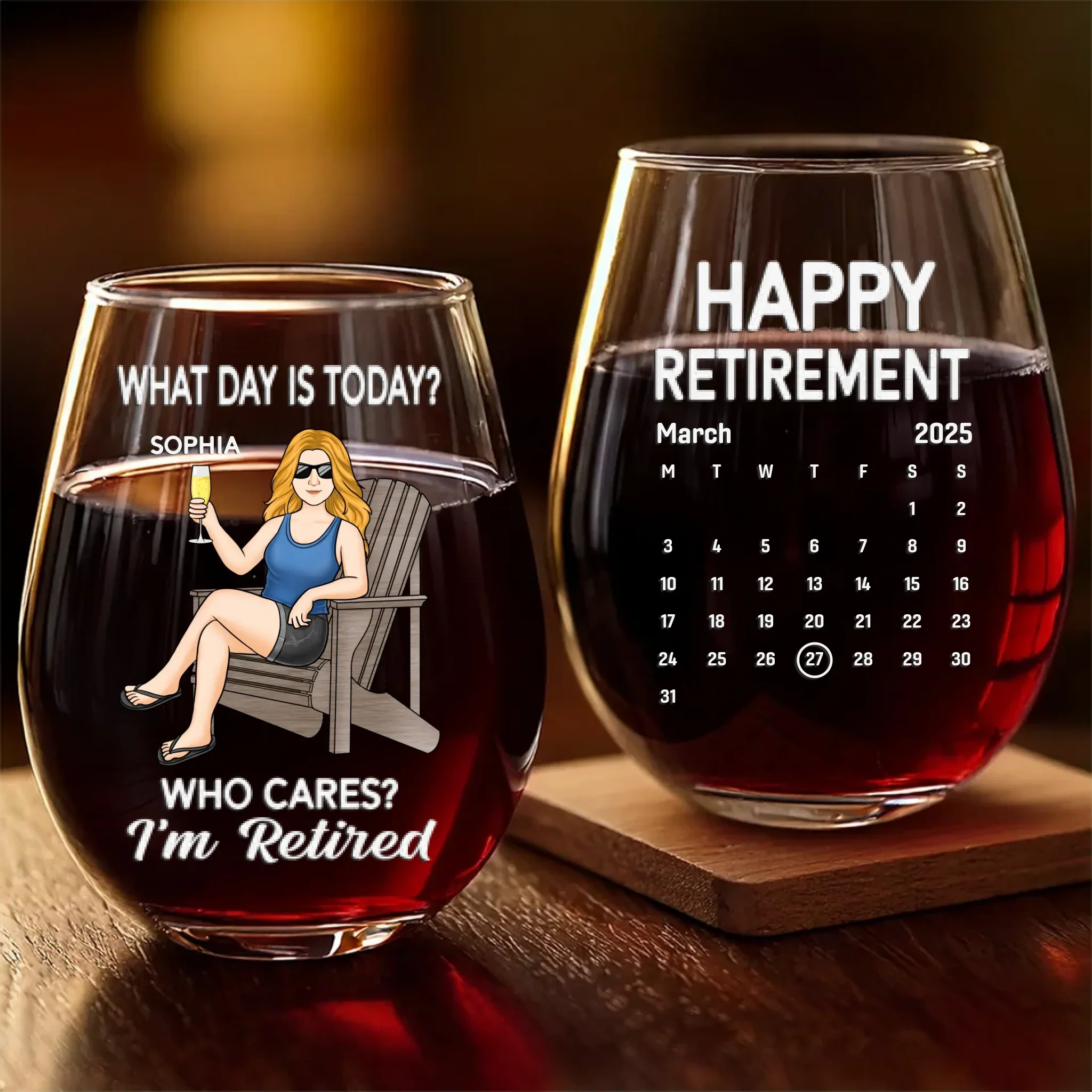 Time To Enjoy What Matters Most - Personalized Custom Wine Glass - Appreciation, Retirement Gift For Yourself, Best Friends, Siblings, Family Members, Coworkers - Robaser