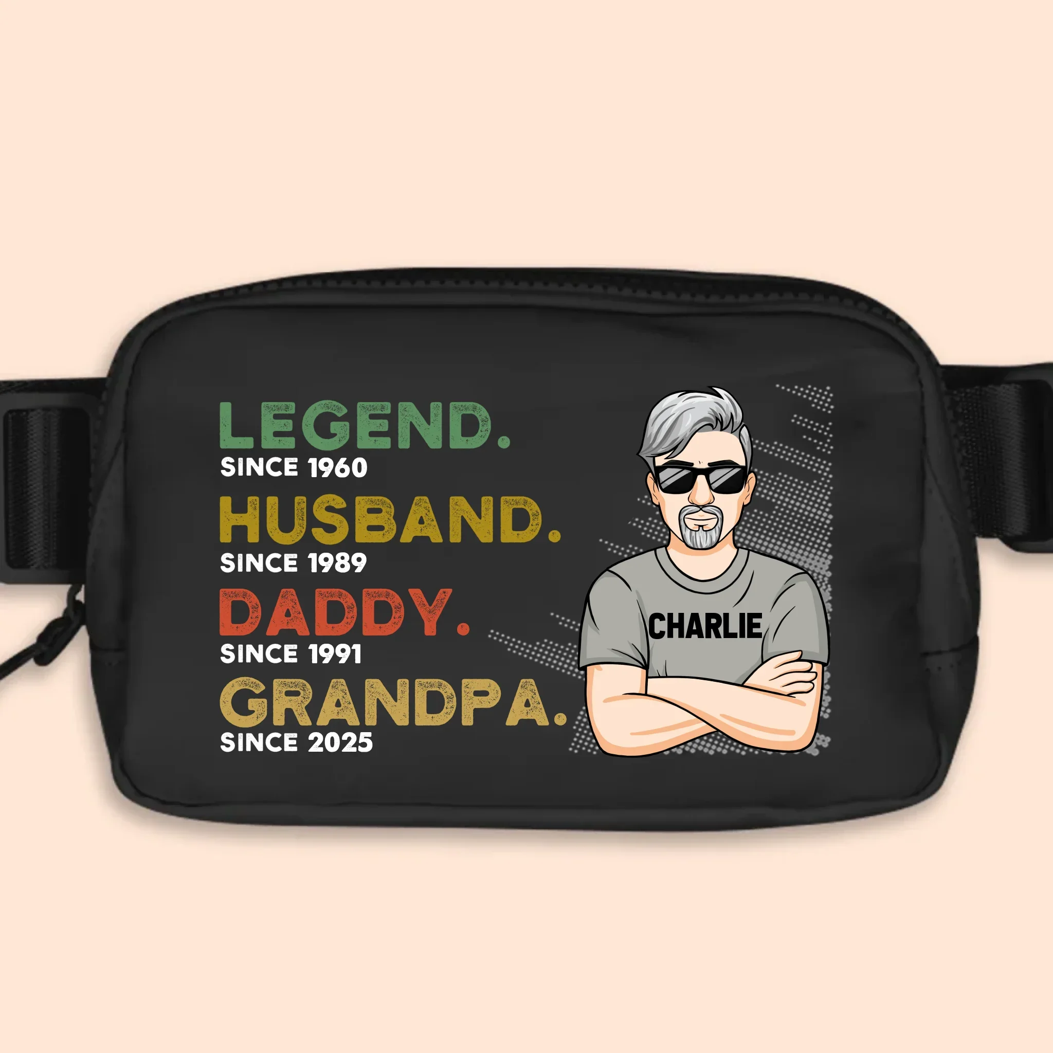 A Legacy In Motion - Family Personalized Custom Crossbody & Waist Bag - Father's Day, Gift For Dad, Grandpa - Robaser