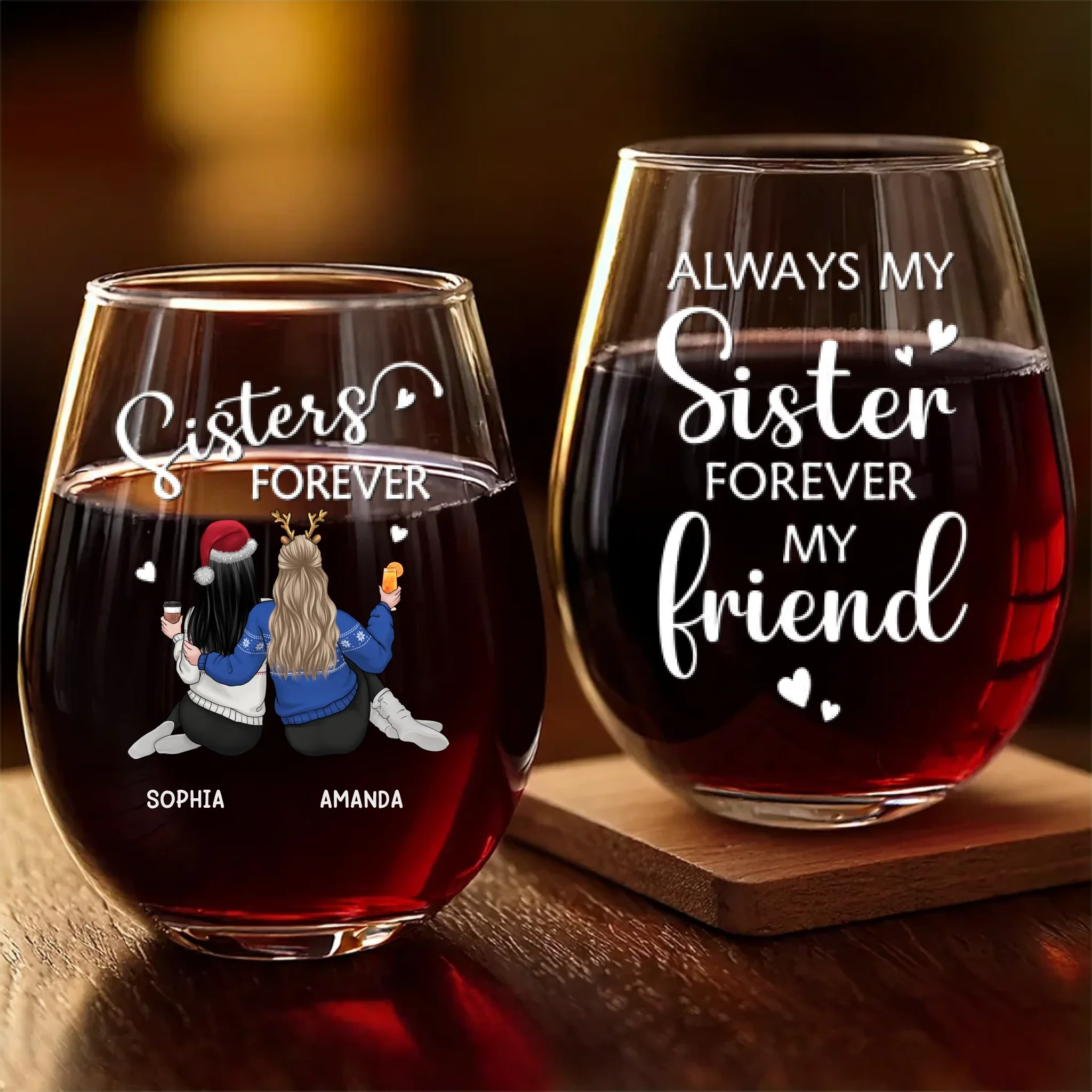 Custom Wine Glass - Personalized Best Friend Christmas Birthday Gifts For Women, Besties, Sisters, BFF - Laughs In Every Pour - Robaser