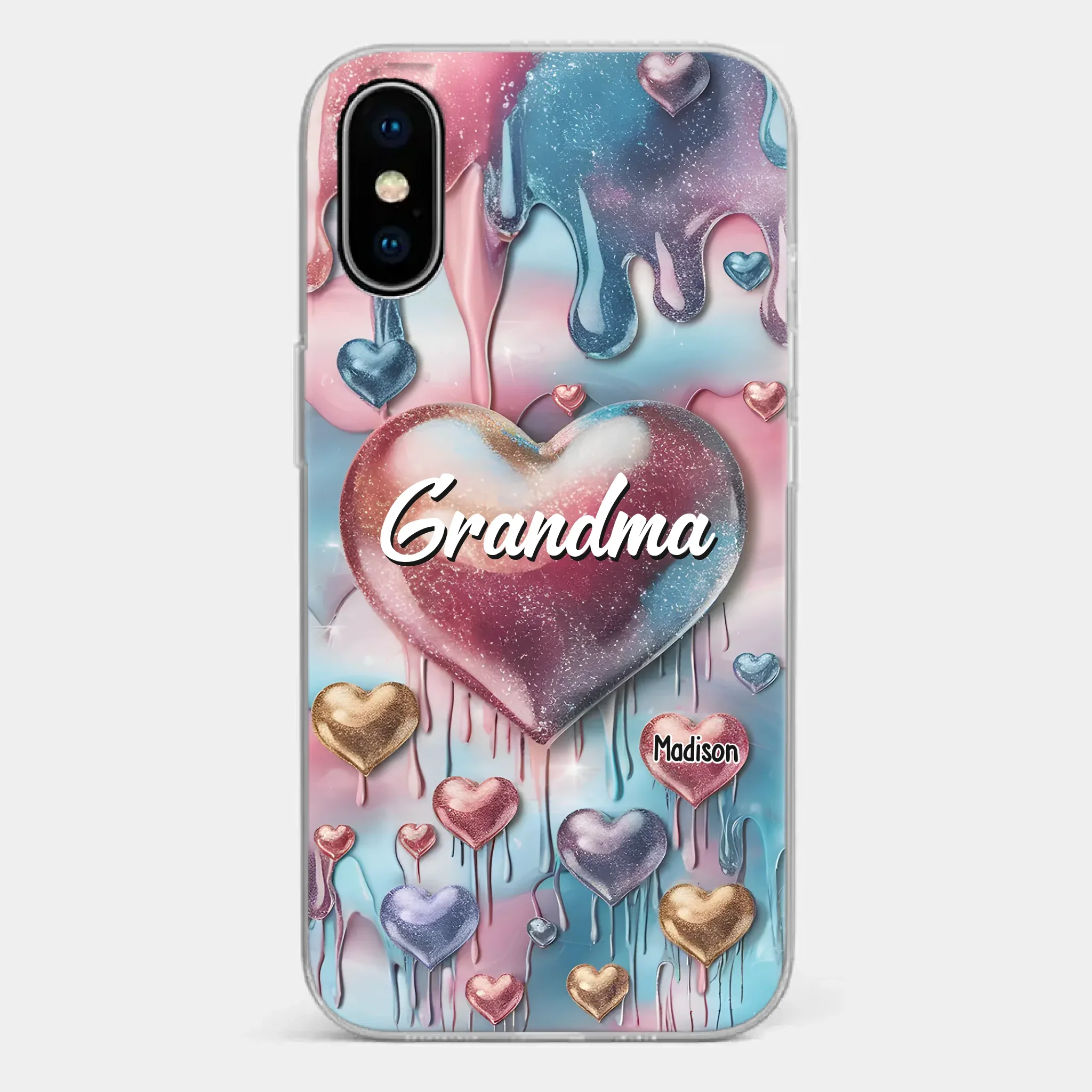 Forever In Grandmother's Heart - Family Personalized Custom 3D Inflated Effect Printed Clear Phone Case - Gift For Mom, Grandma - Robaser