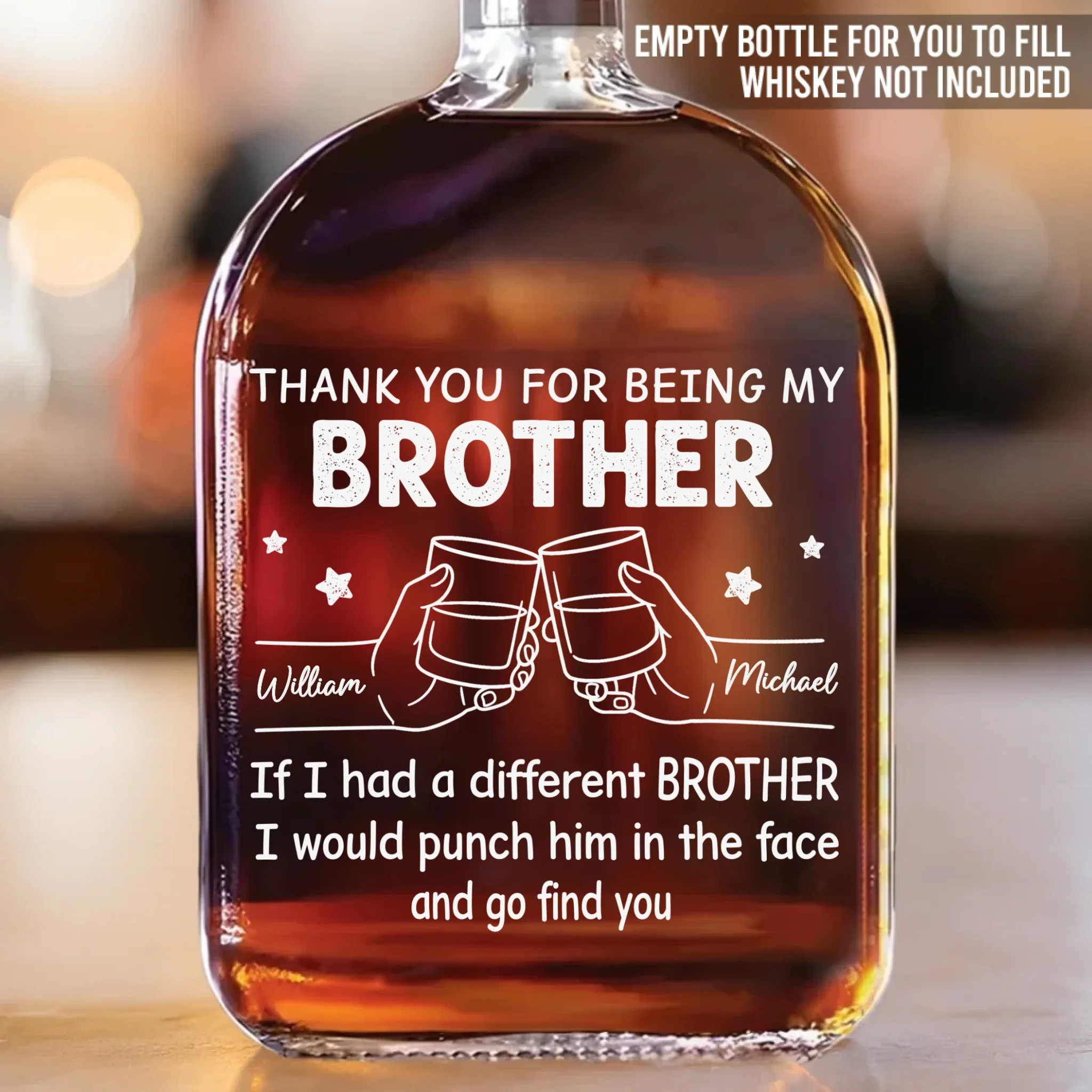 Custom Whiskey Bottle - Personalized Birthday Gifts For Brother, Sister, Best Friends - Same Roots Different Wings - Robaser