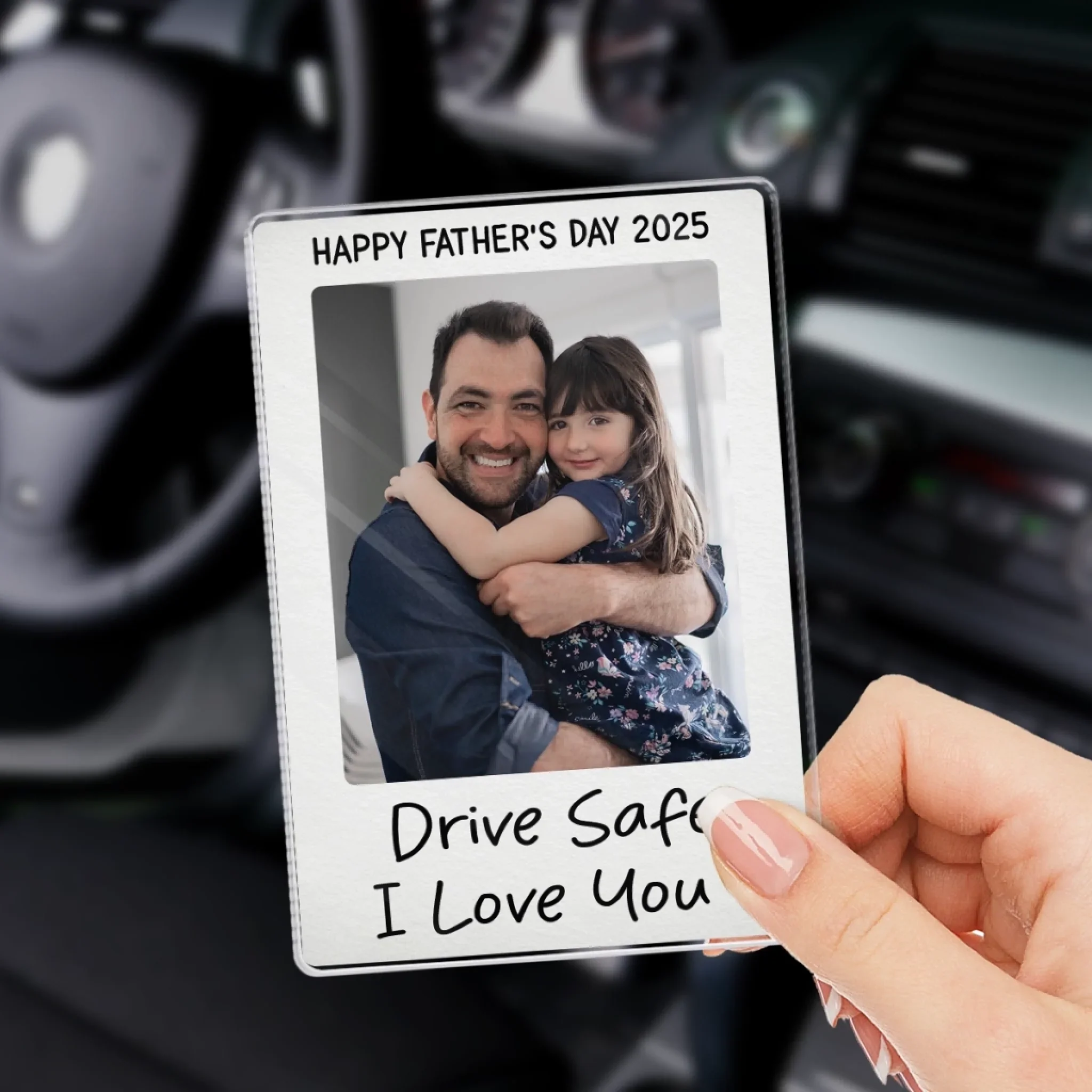 Custom Photo Drive Safe We Love You - Family Personalized Custom Acrylic Car Visor Clip - Father's Day, Gift For Dad, Grandpa - Robaser