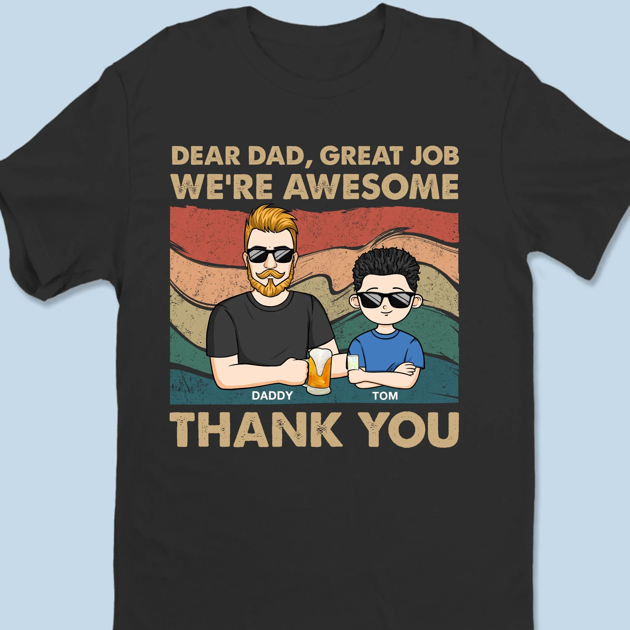 Dear Dad, Thanks For Being Awesome - Family Personalized Custom Unisex T-shirt, Premium T-shirt, Hoodie - Father's Day, Gift For Dad, Grandpa - Robaser