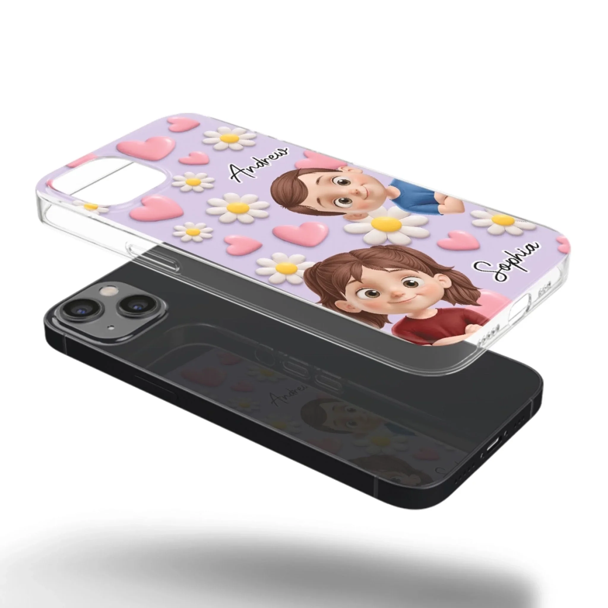 Custom 3D Inflated Effect Printed Clear Phone Case - Personalized Birthday Gifts For Mom, Grandma - Love You To Pieces - Robaser