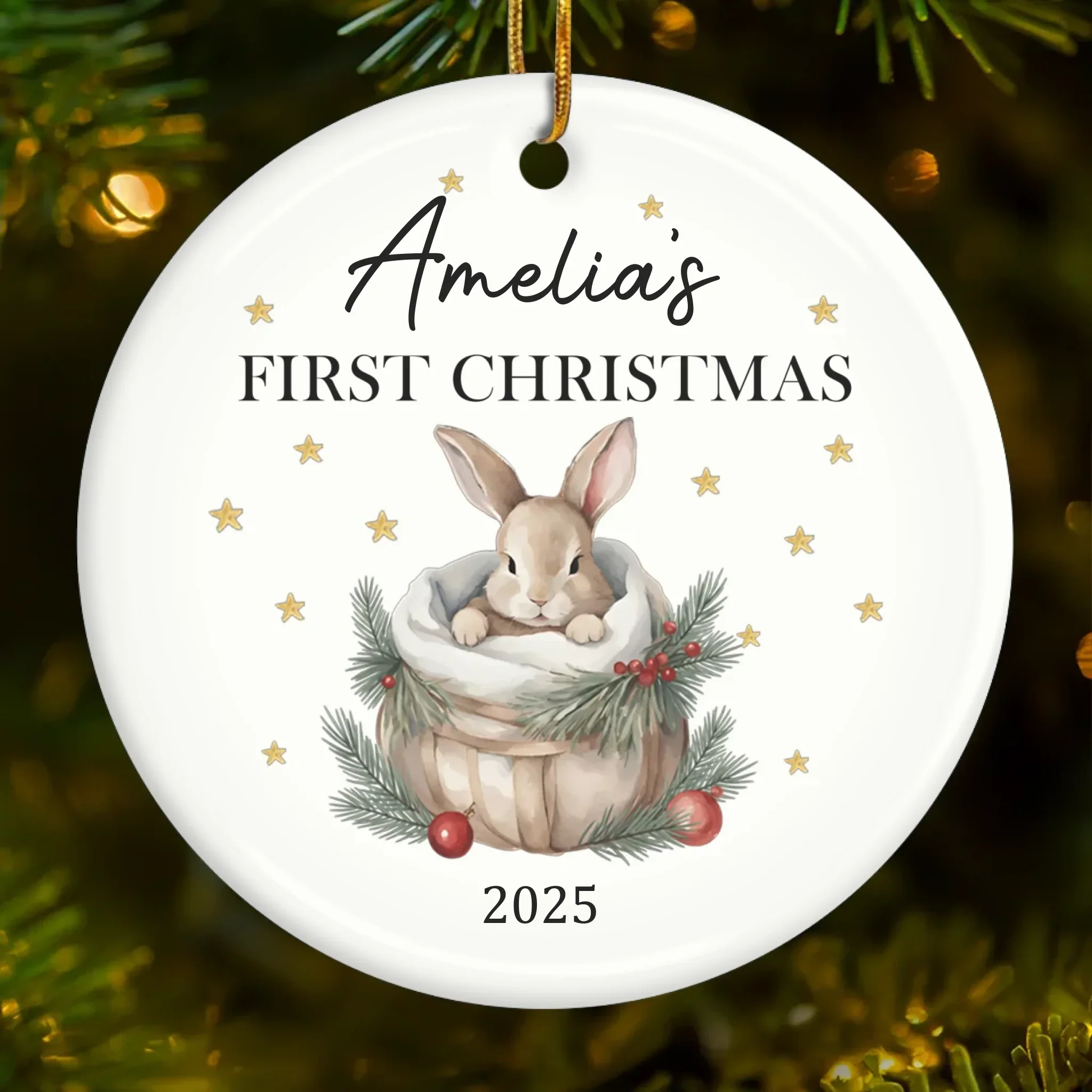 Custom Baby First Christmas Ceramic Ornament - Personalized Christmas Baby Shower, Gifts For New Moms, New Dads, New Parents - First Christmas Wrapped In Pure Love - Robaser