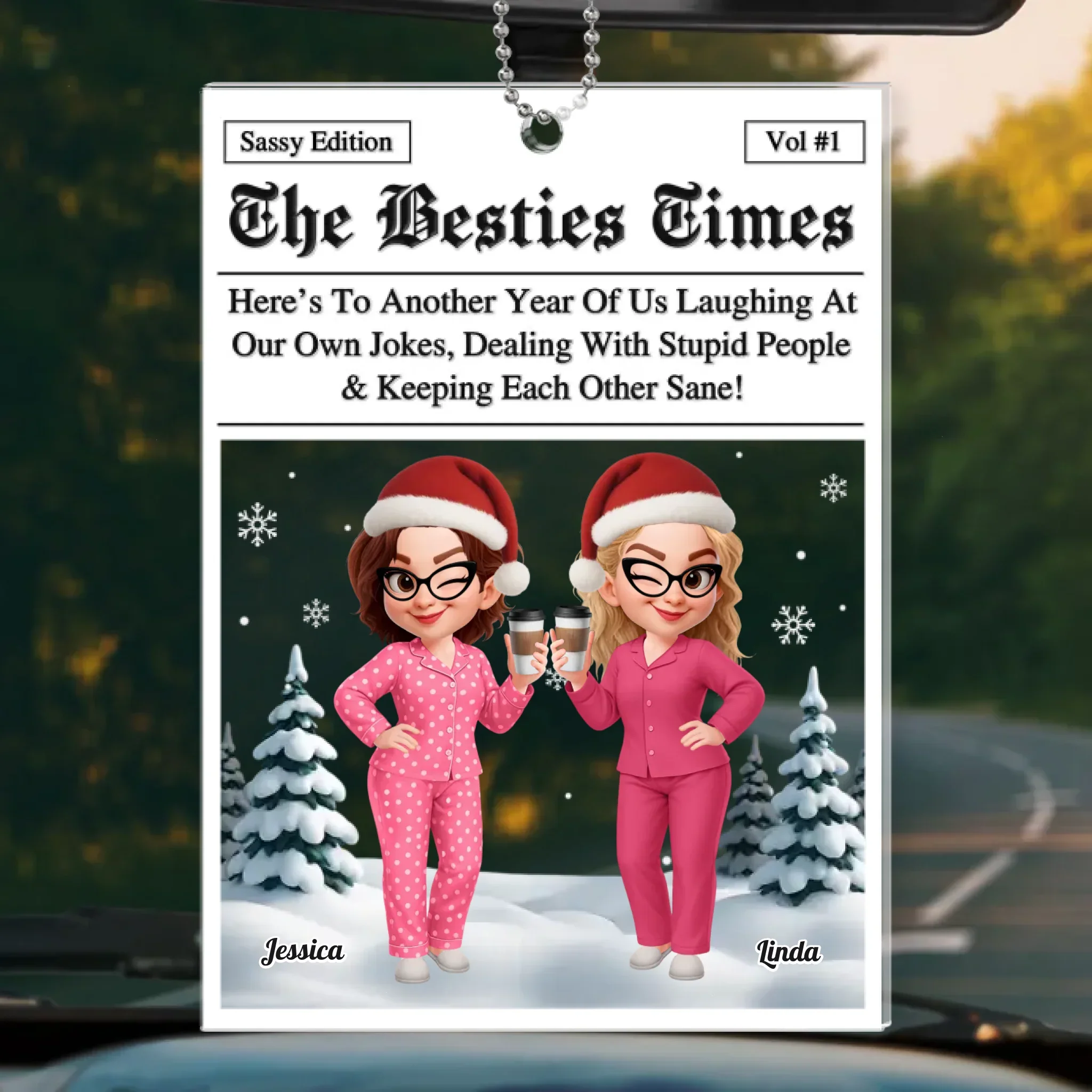 Custom Acrylic Car Ornament -  Personalized Best Friend Christmas Birthday Gifts For Women, Besties, Sisters, BFF - Sisterhood Special Edition - Robaser