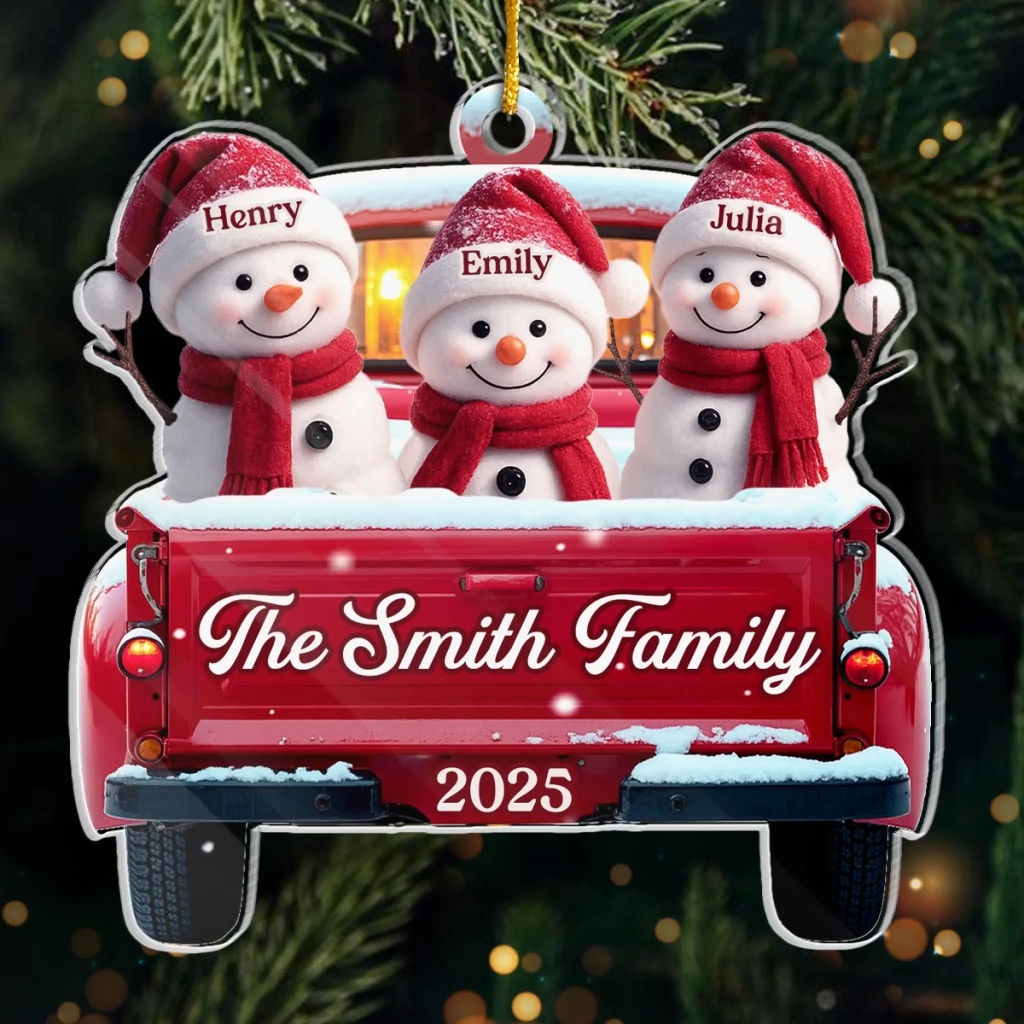 Custom Acrylic Ornament - Personalized Christmas Birthday Gifts For Mom, Dad, Kids - Family Sleigh Vibes - Robaser