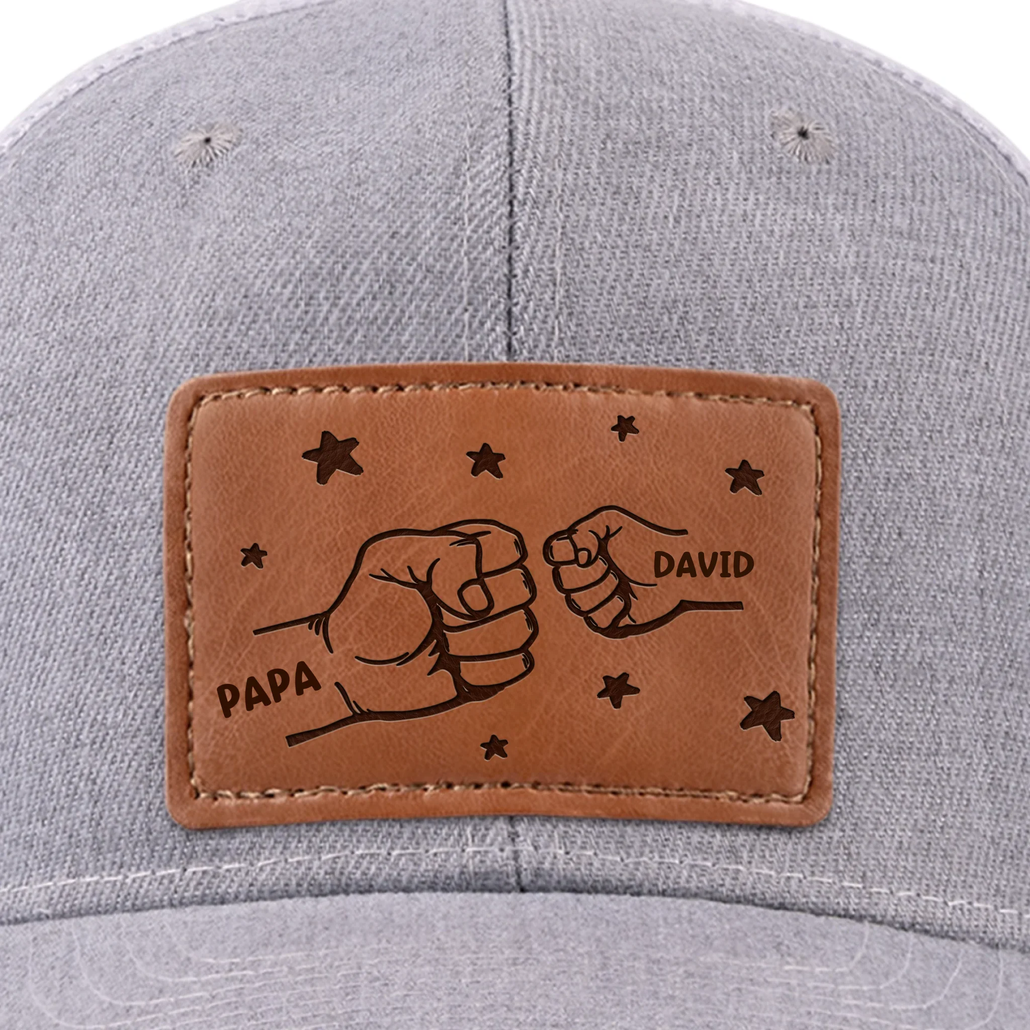 All In With Papa - Family Personalized Custom Leather Patch Hat - Father's Day, Gift For Dad, Grandpa - Robaser