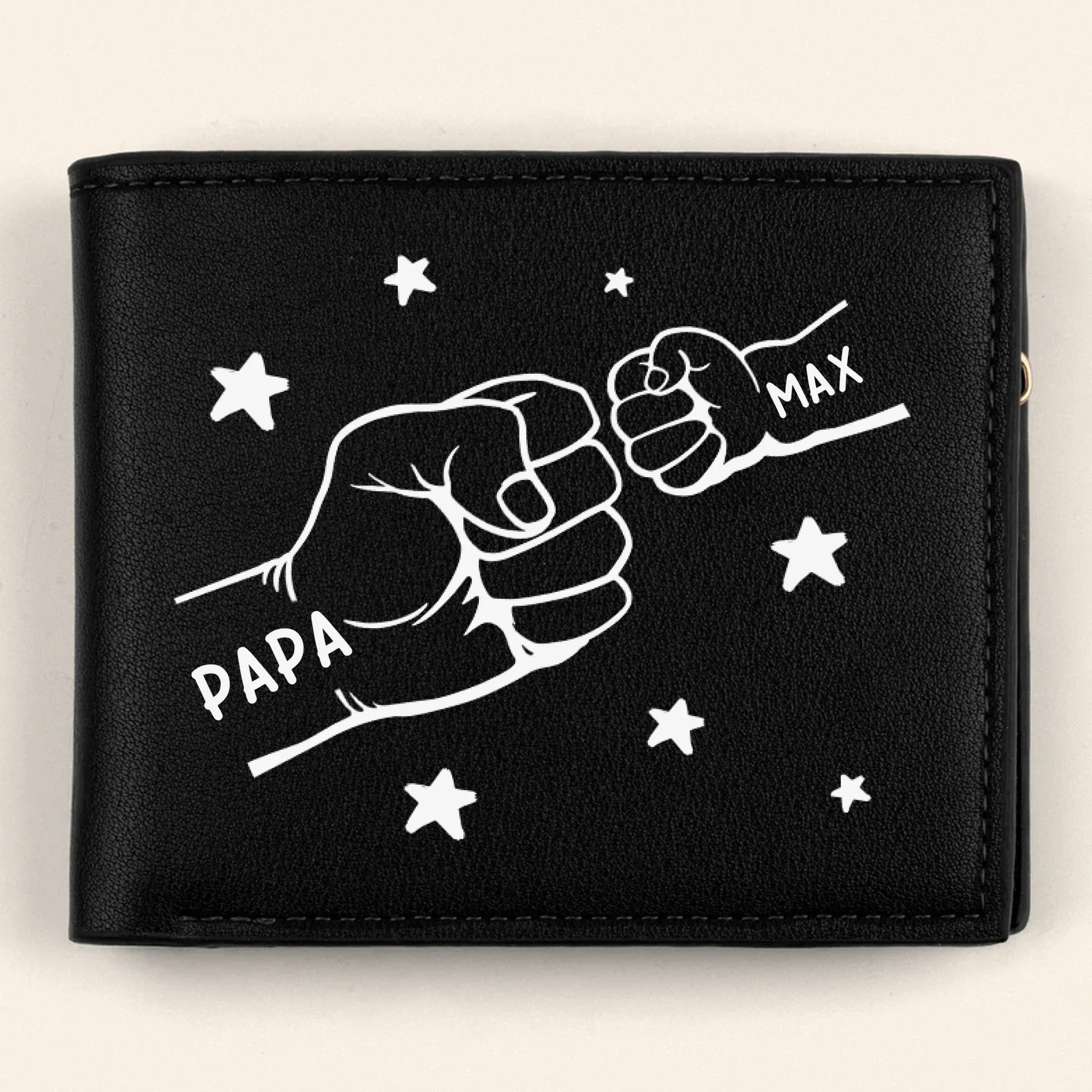 Holding Love In Every Sip - Family Personalized Custom Double-Sided Printed Leather Wallet - Father's Day, Gift For Dad, Grandpa - Robaser