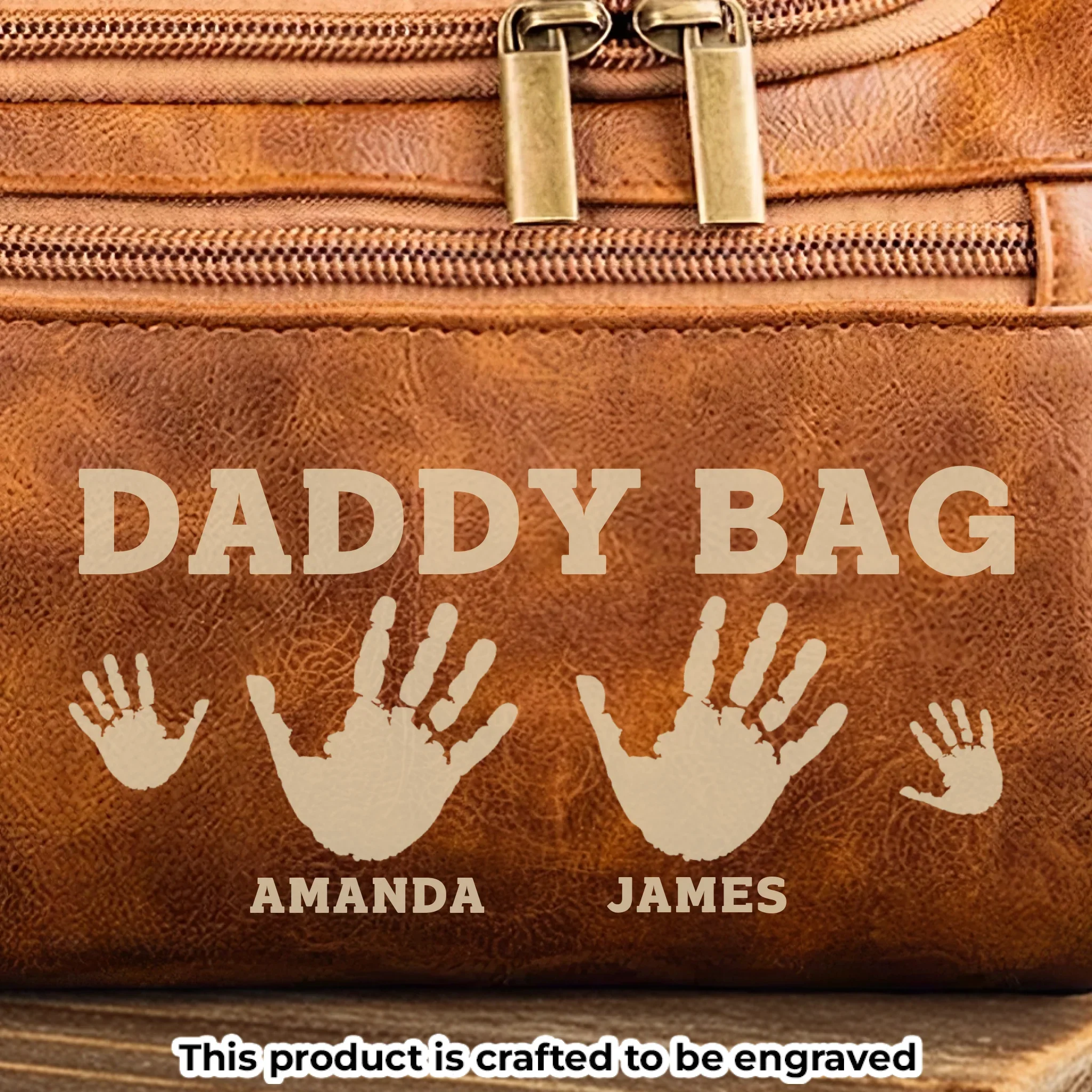 Custom Engraved Leather Toiletry Bag - Personalized Birthday Gifts For Dad, Grandpa - Generations United In Love - Robaser