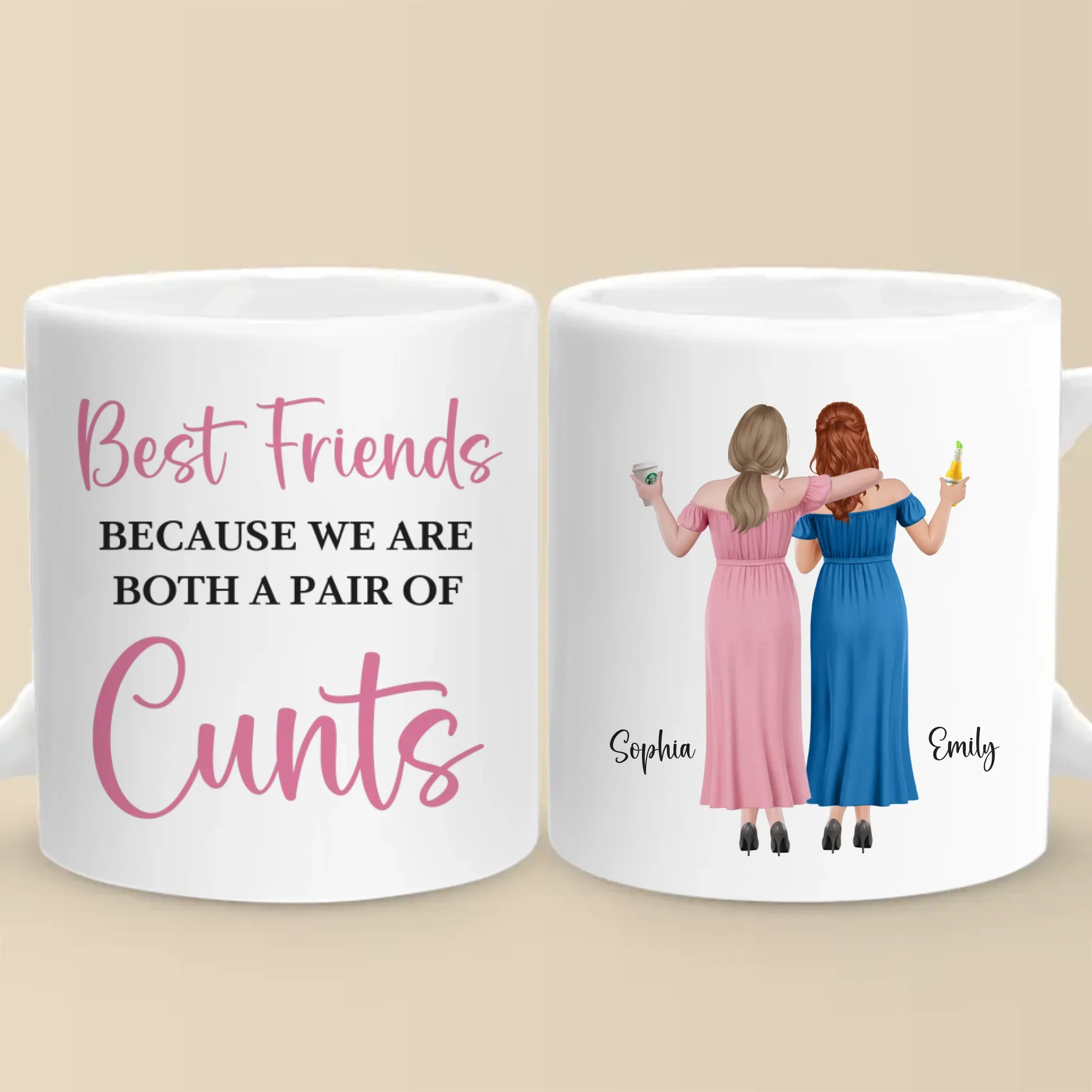 Custom Mug - Personalized Best Friend Birthday Gifts For Women, Besties, Sisters, BFF - Life Upgraded With My Besties - Robaser