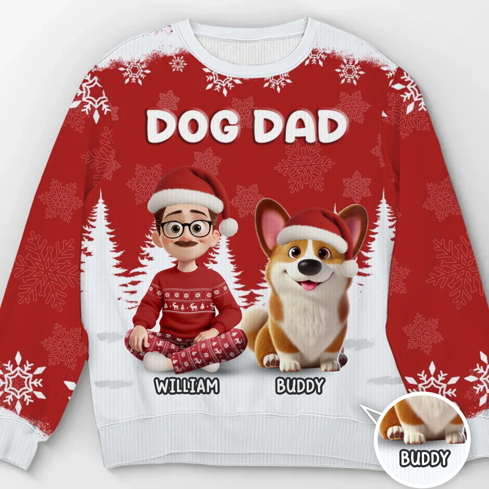 Custom Unisex Ugly Sweatshirt - Personalized  Christmas Birthday Gifts For Dog Lovers, Dog Dad And Mom - Best Christmas Wingman Ever - Robaser