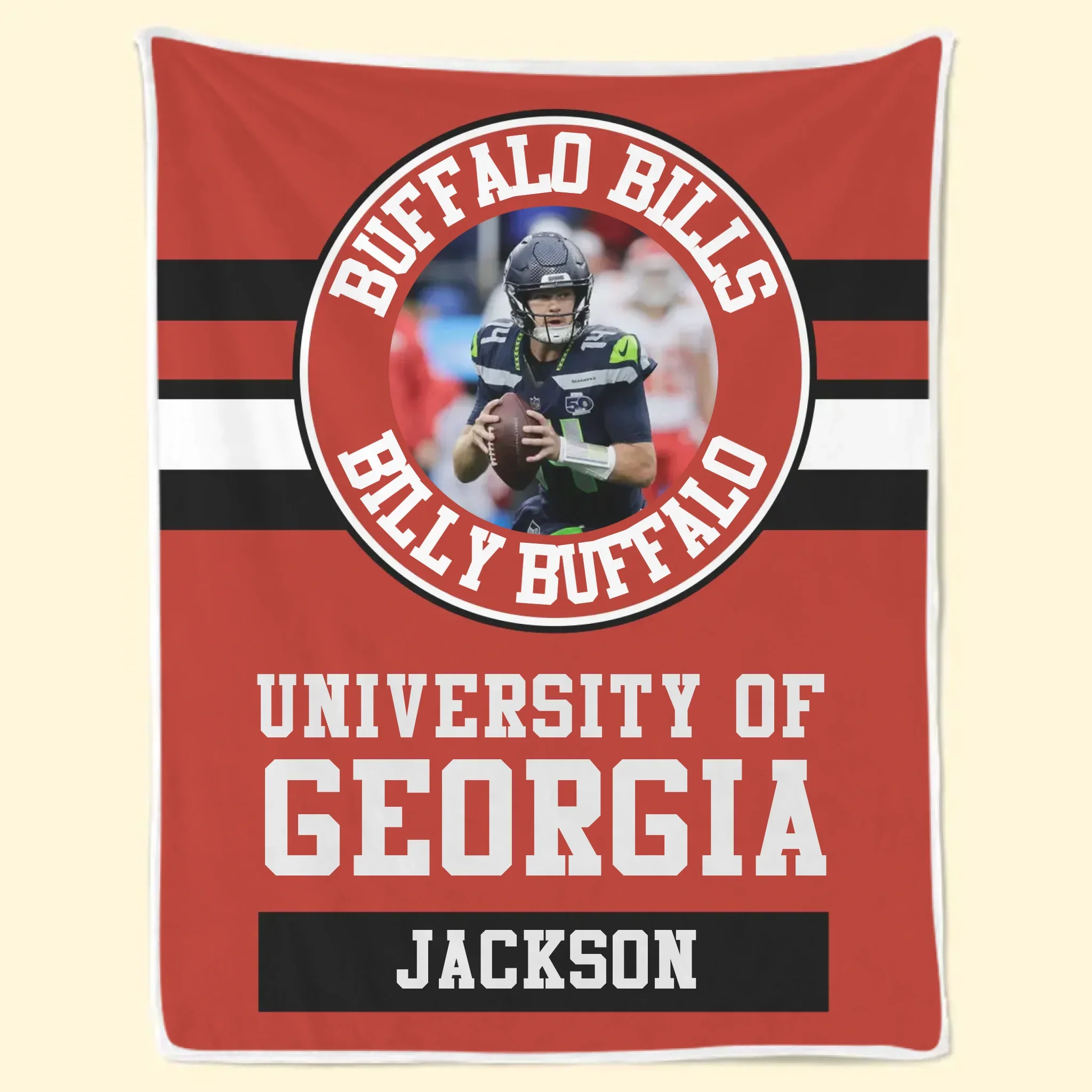 Custom Photo Football Blanket - Personalized Gift For Birthday, Football Football Lovers, NFL Fans, Sport Lovers, Senior Graduation Gift - University Logo And Team - Robaser