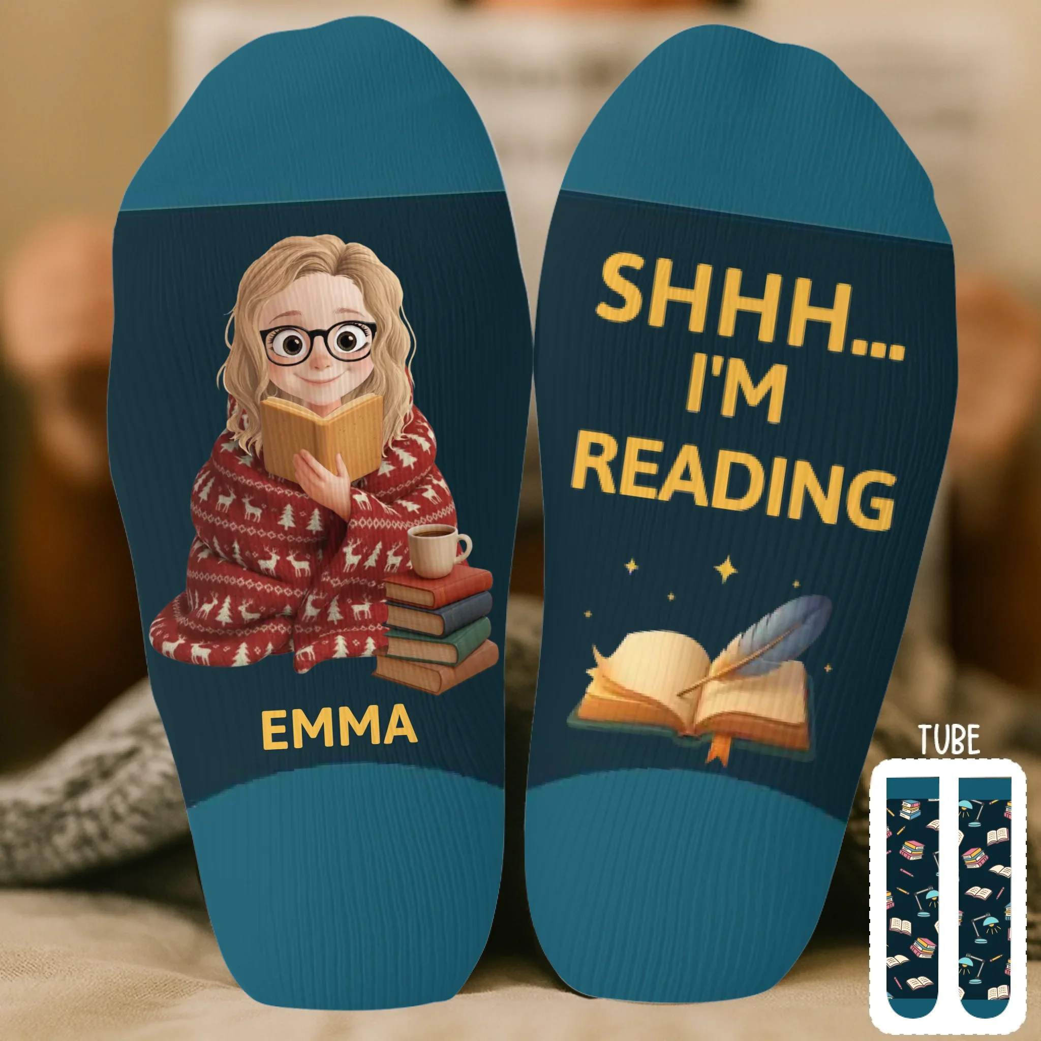 Custom Crew Socks - Personalized Bookish Gifts For Book Lovers, Bookworms, Readers - Leave Me Alone, I  m Bonding With Fiction - Robaser