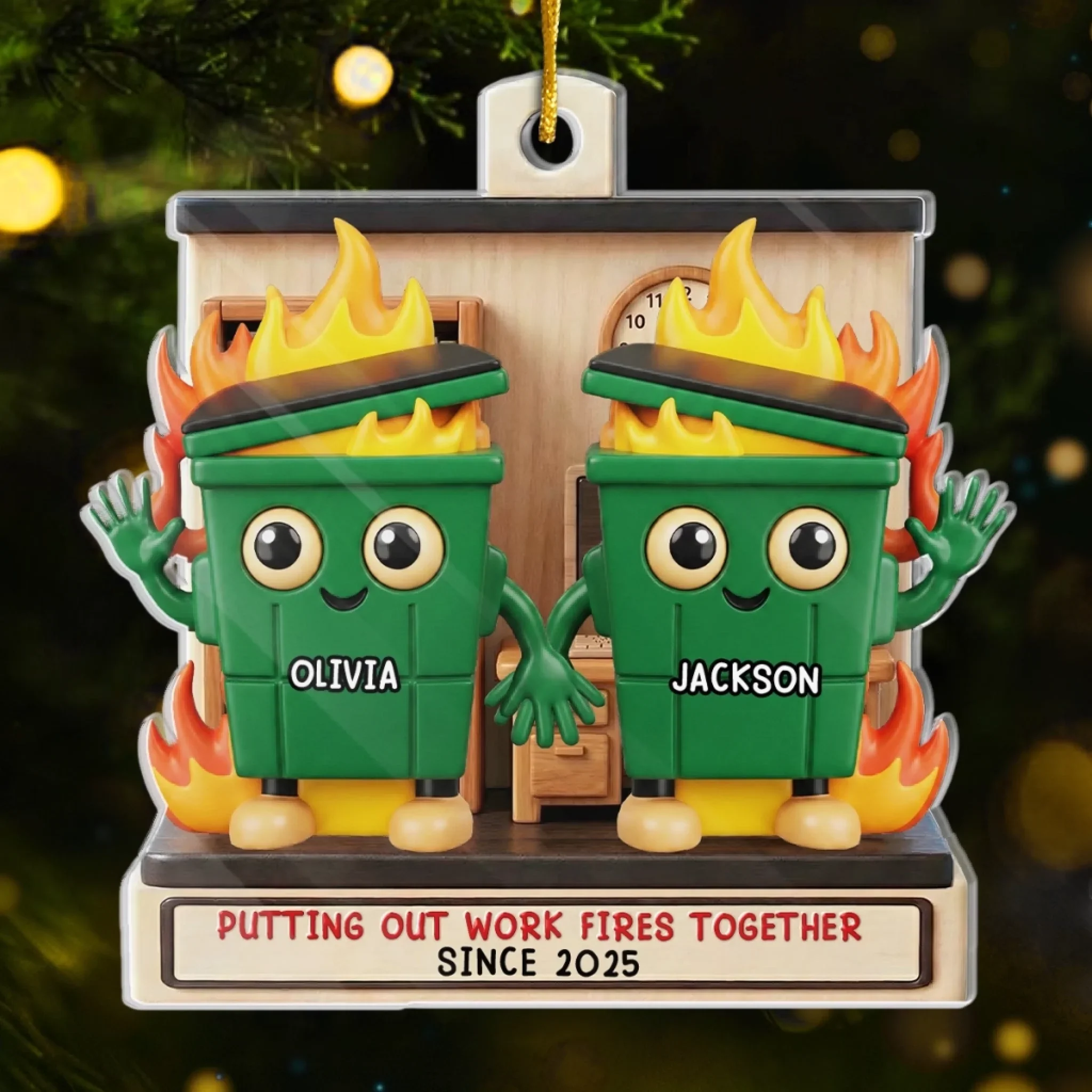 Custom Acrylic Ornament - Personalized Christmas Funny Gifts For Coworker, Work Bestie - Best Office Buddy Ever - Robaser