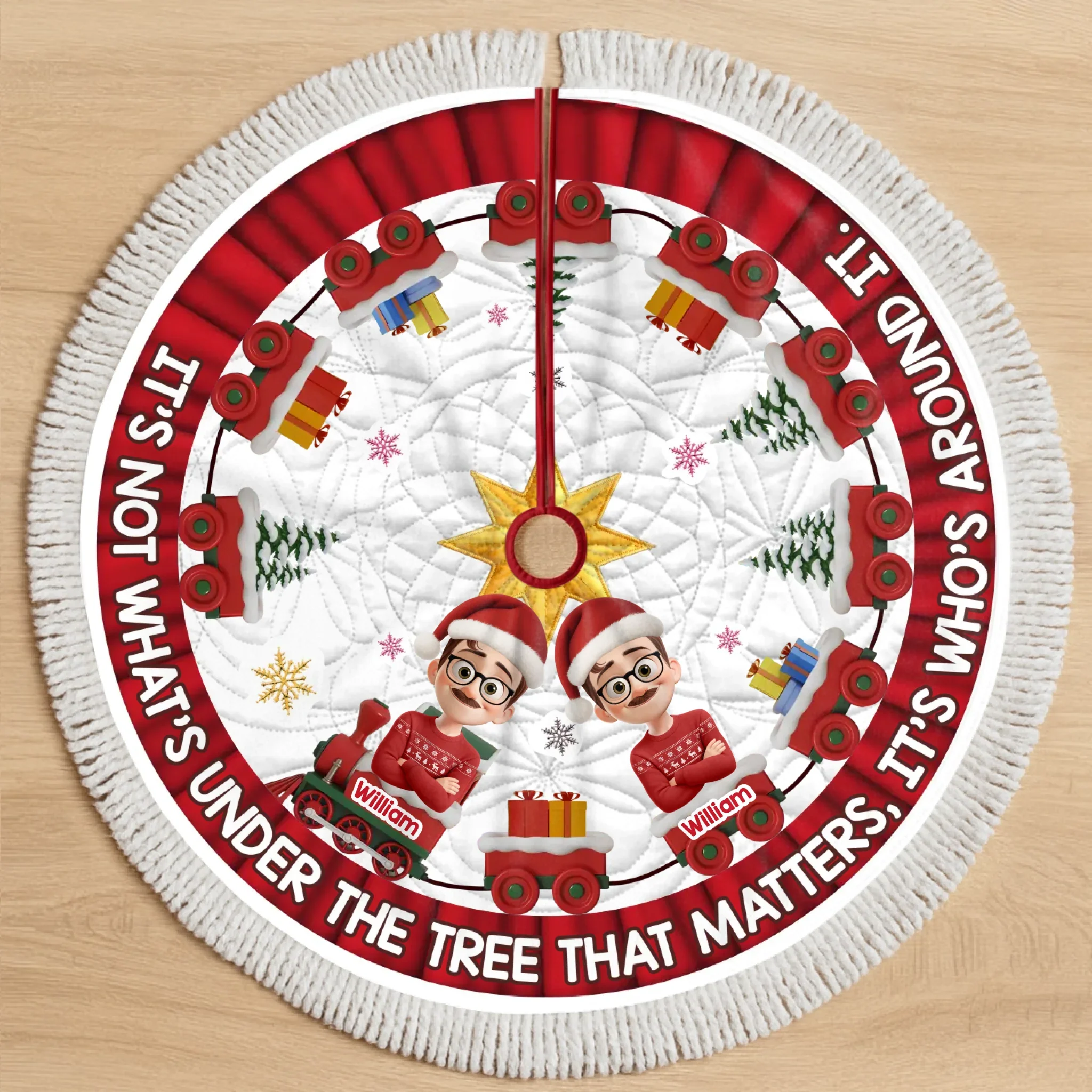Custom Tree Skirt - Personalized Christmas Birthday Gifts For Family, Dog Cat Lovers - Paws, People And Pure Joy - Robaser