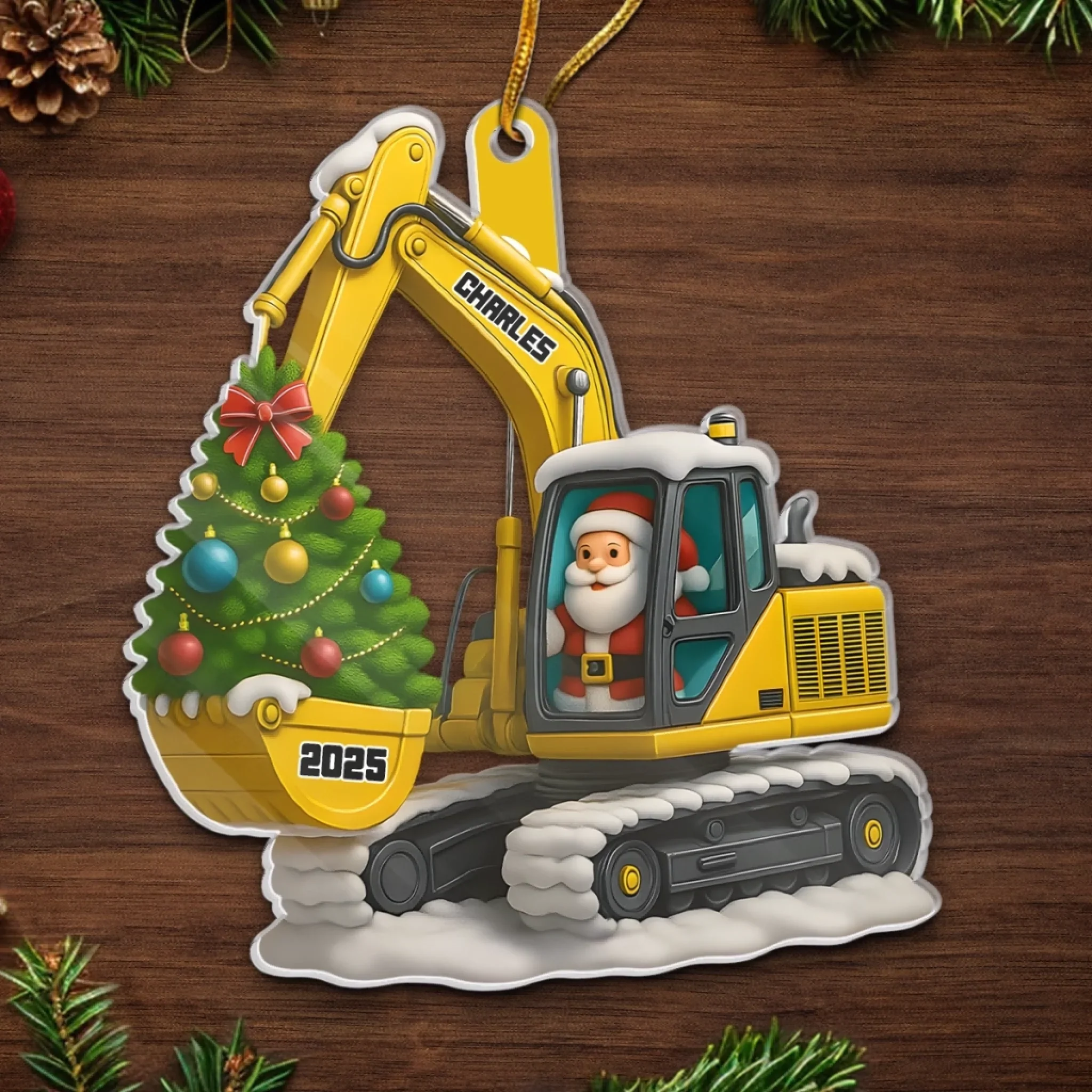 Custom Acrylic Ornament - Personalized Christmas Birthday Gifts For Kids - Santa  s Under Construction - Robaser