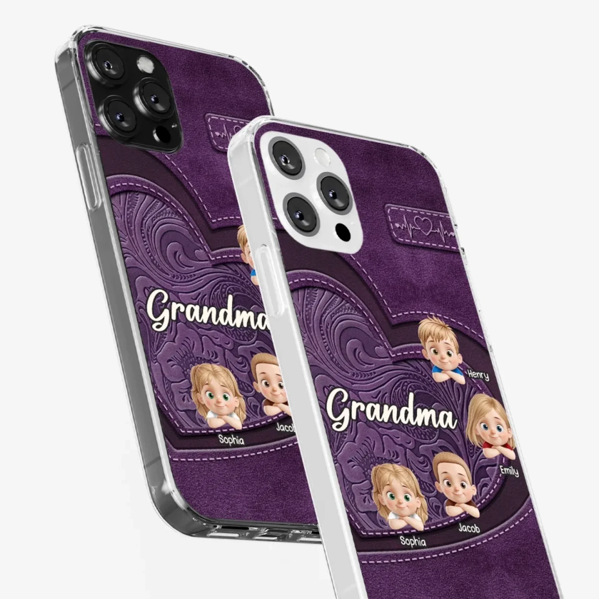 Always In Your Hug, Grandma - Family Personalized Custom Clear Phone Case - Mother's Day, Gift For Mom, Grandma - Robaser