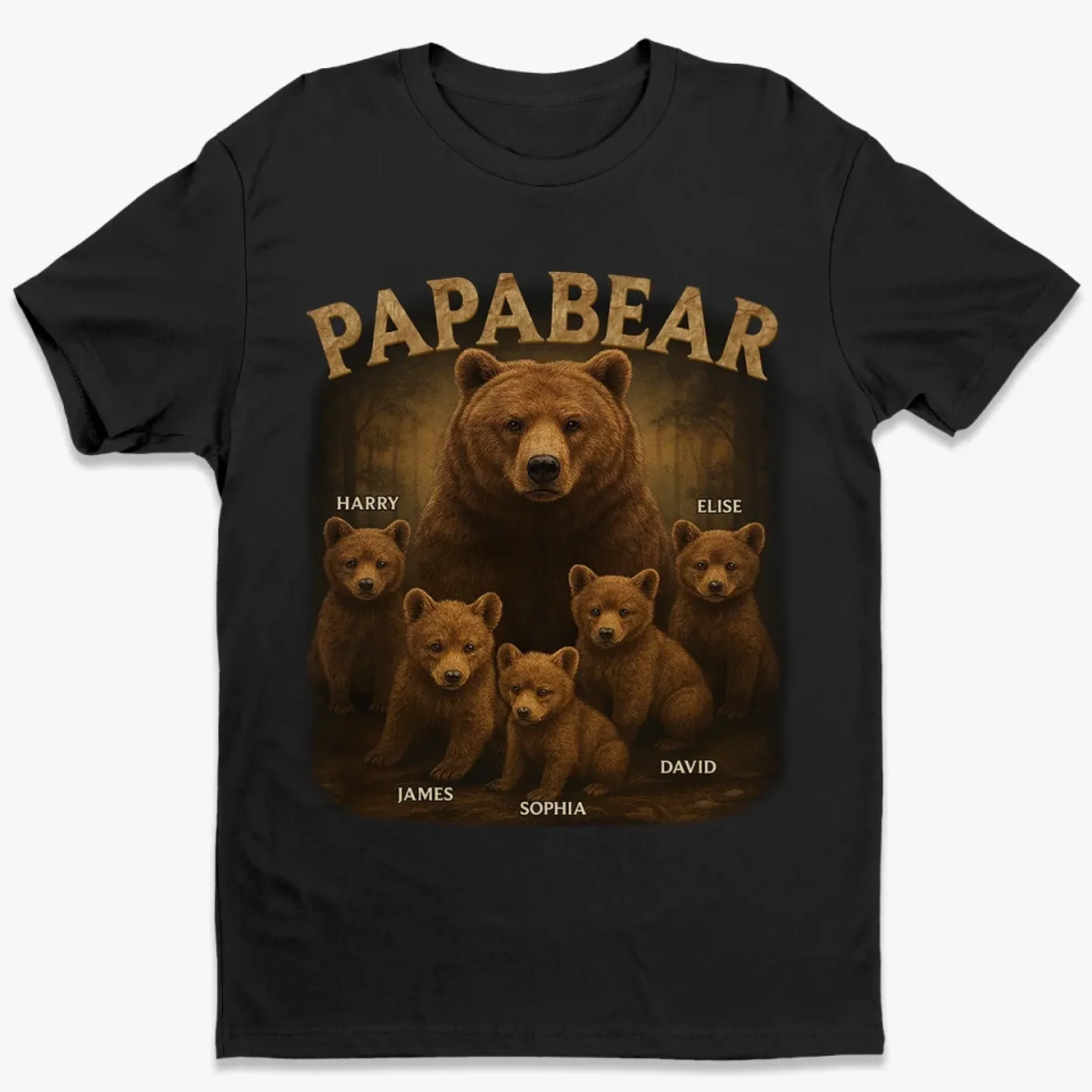 Papa Bear, Always There To Protect His Cubs - Family Personalized Custom Unisex T-shirt, Premium T-shirt, Hoodie - Father's Day, Gift For Dad, Grandpa - Robaser