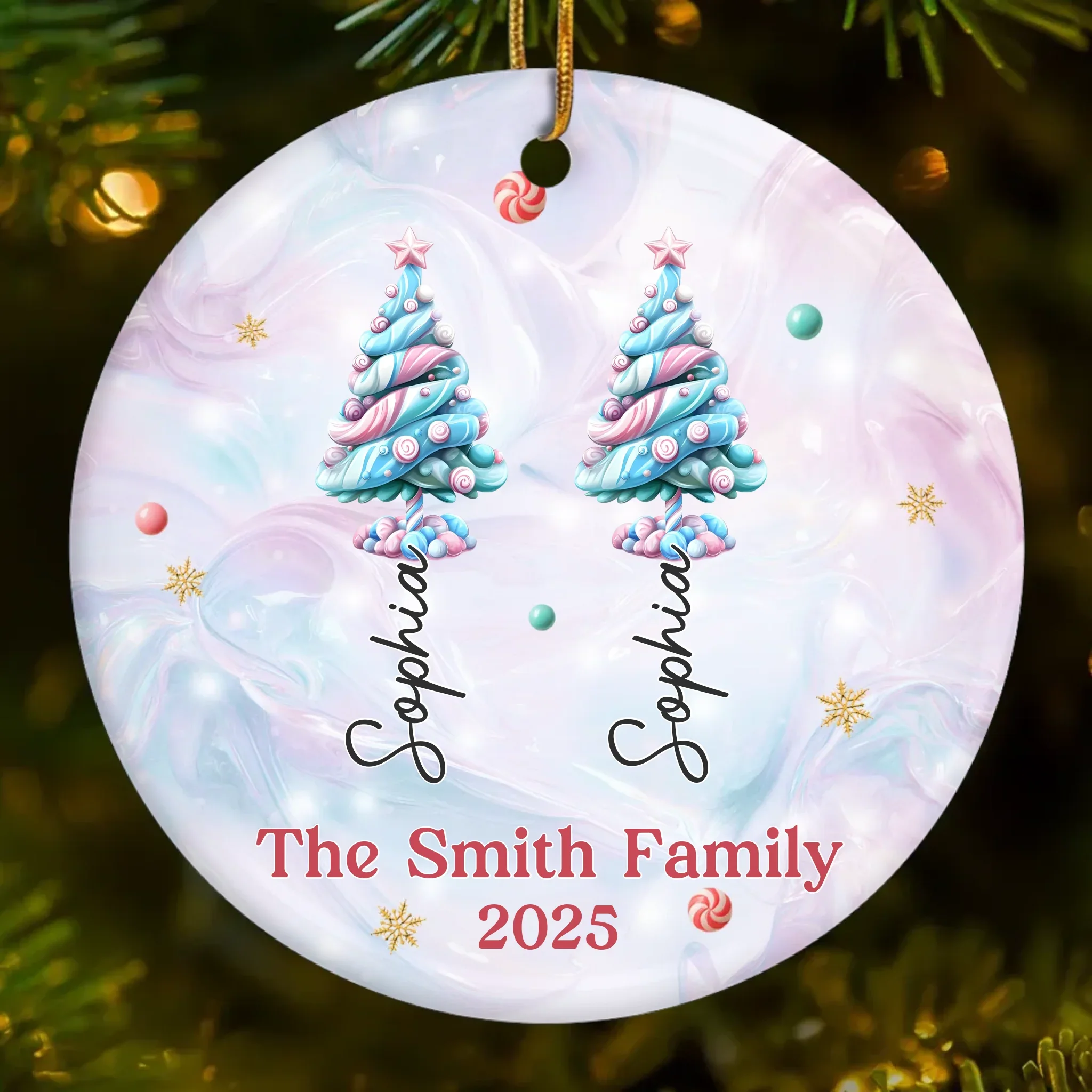 Custom Ceramic Ornament - Personalized Christmas Birthday Gifts For Mom, Dad, Brother, Sister, Kids - Our Family Our Strength - Robaser