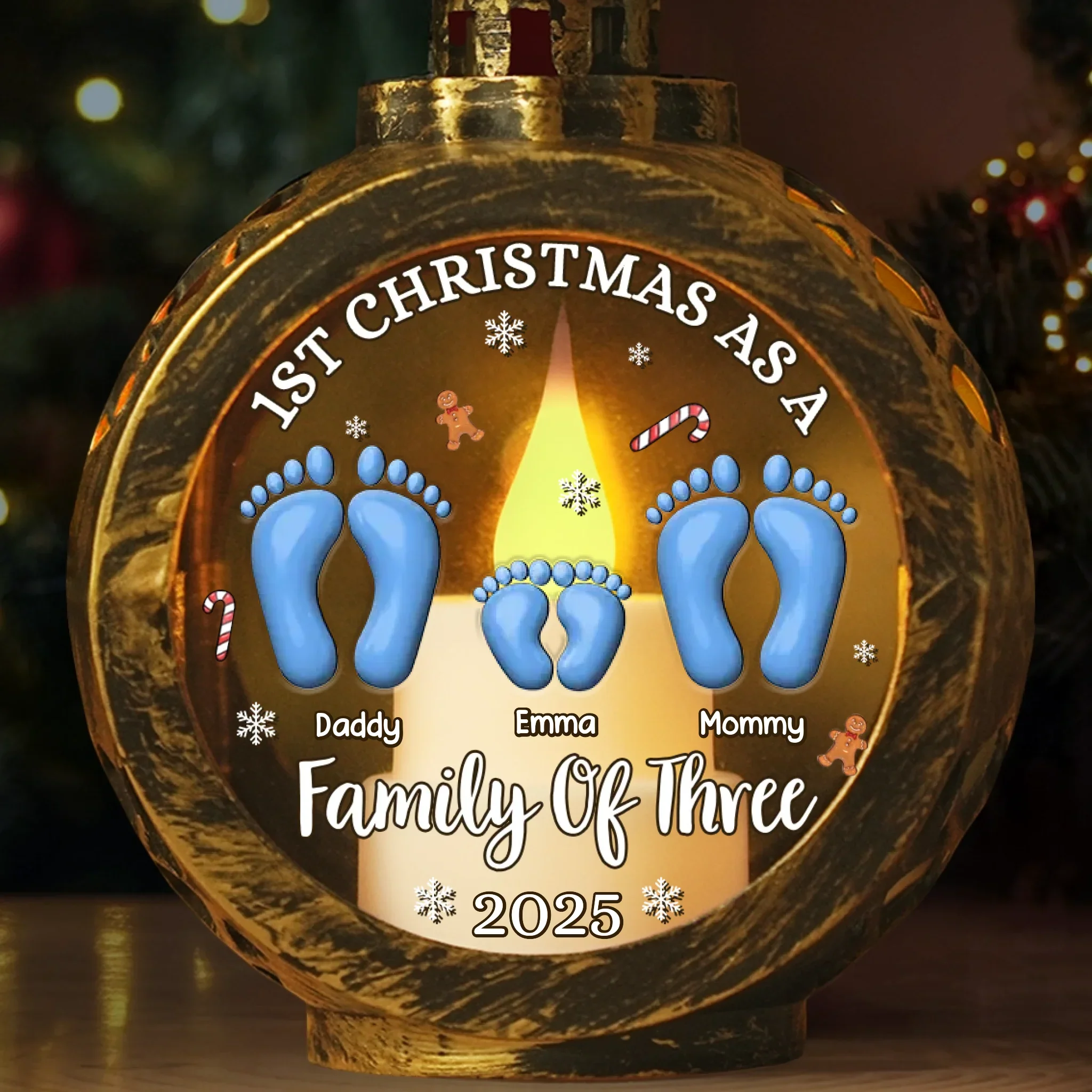 Custom First Christmas Candlelight Lantern Ornament - Personalized Christmas Birthday Gifts For Mom, Dad, Brother, Sister, Kids - Love Gathers Where Hearts Belong - Robaser
