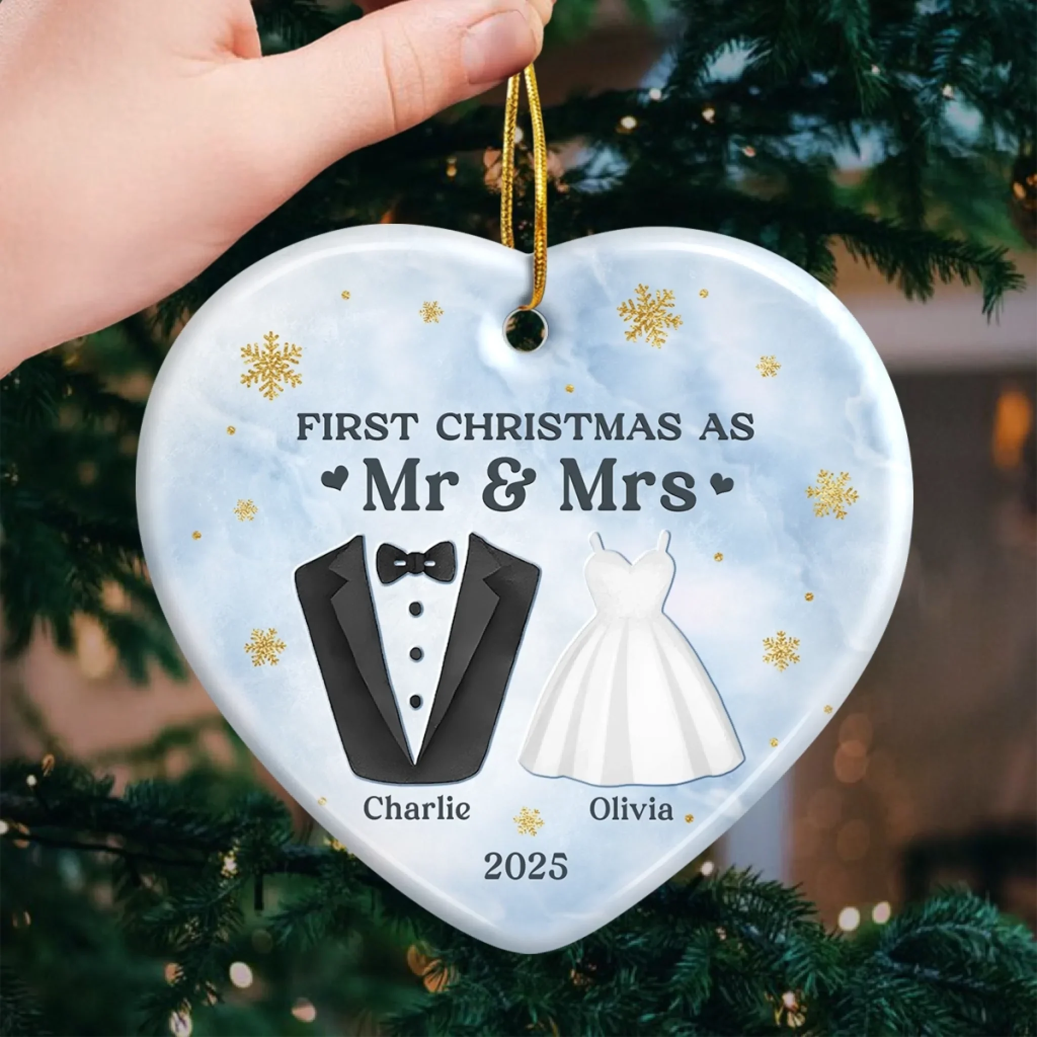 Custom Ceramic Ornament - Personalized Anniversary Christmas Wedding Gifts For Husband And Wife, Him And Her - Our First Chapter As One - Robaser