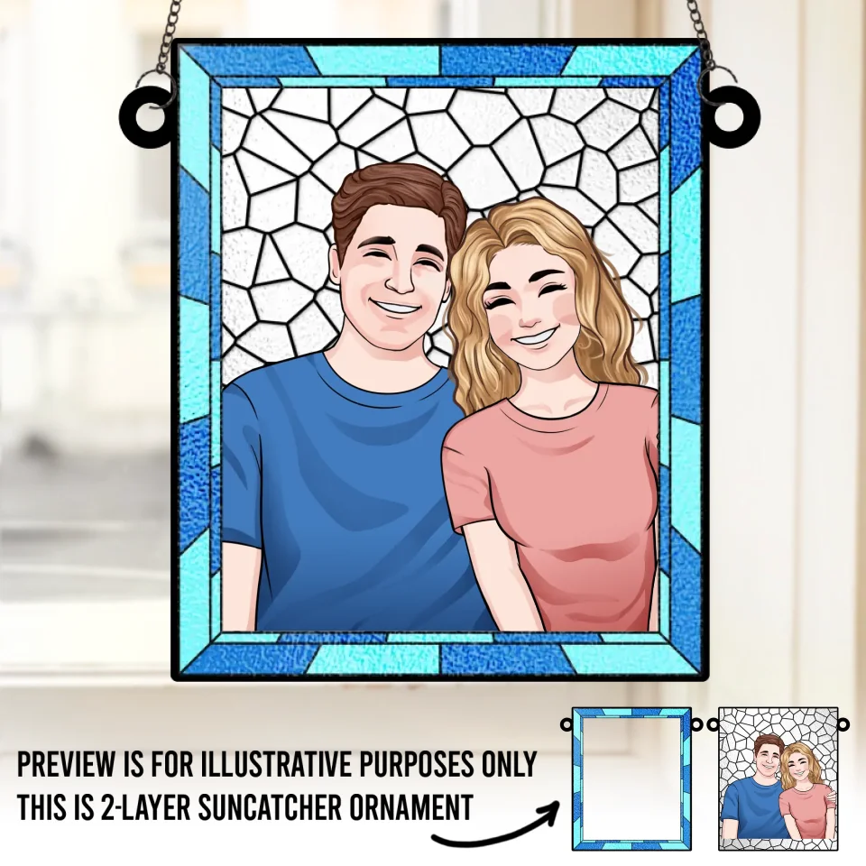 This Ornament Reflects The Love And Laughter We Share - Couple Personalized Window Hanging Suncatcher - Christmas Gift For Husband Wife, Anniversary - Robaser