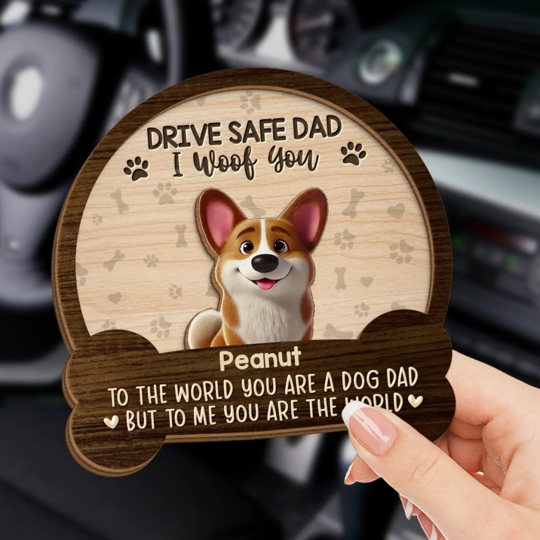 Best Dog Dad Ever, I Woof You - Dog Personalized Custom Car Visor Clip - Father's Day, Gift For Dad, Pet Owners, Pet Lovers - Robaser
