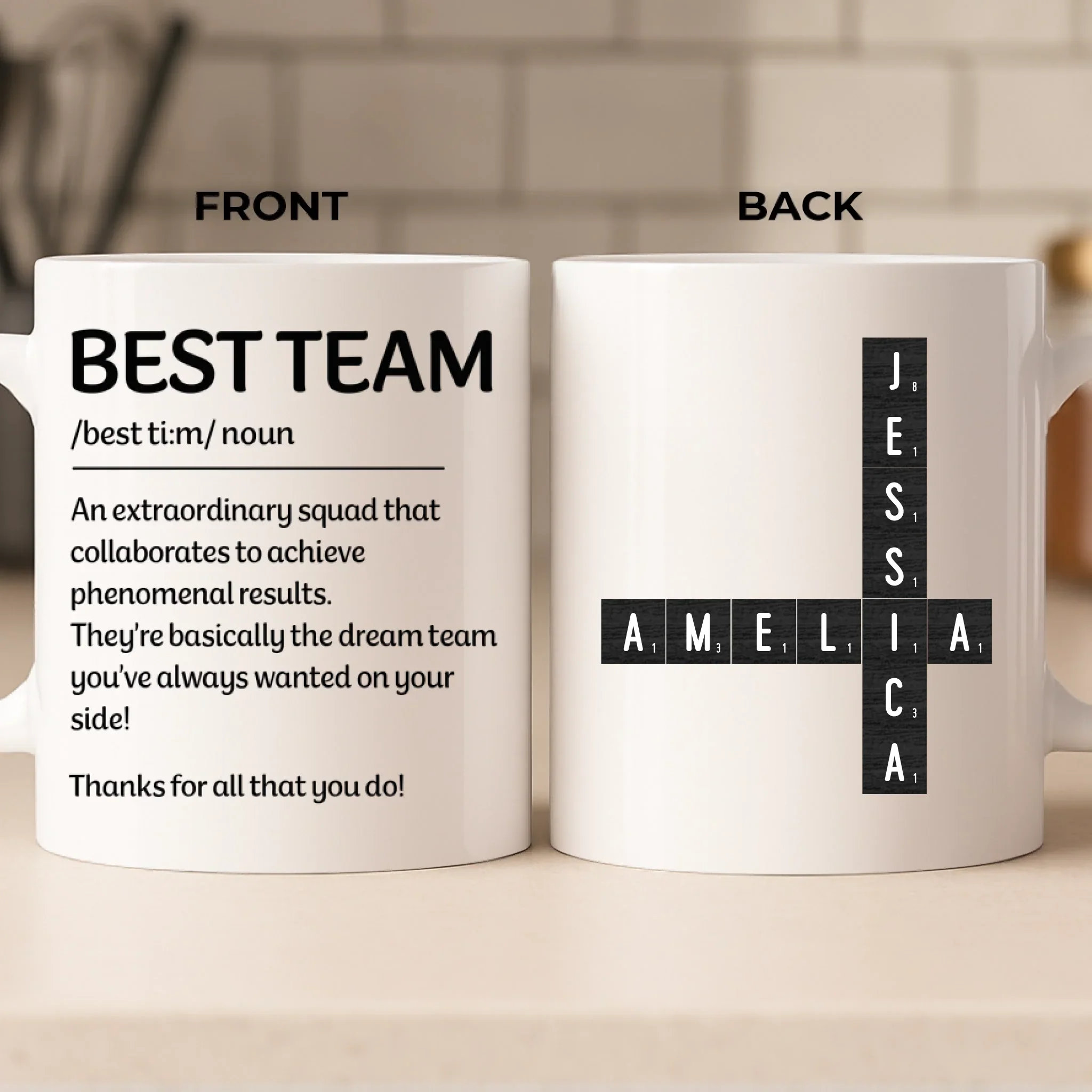 Custom Scrabble Mug - Personalized Birthday Gifts For Coworker, Work Bestie - Workdays Are Better With You - Robaser