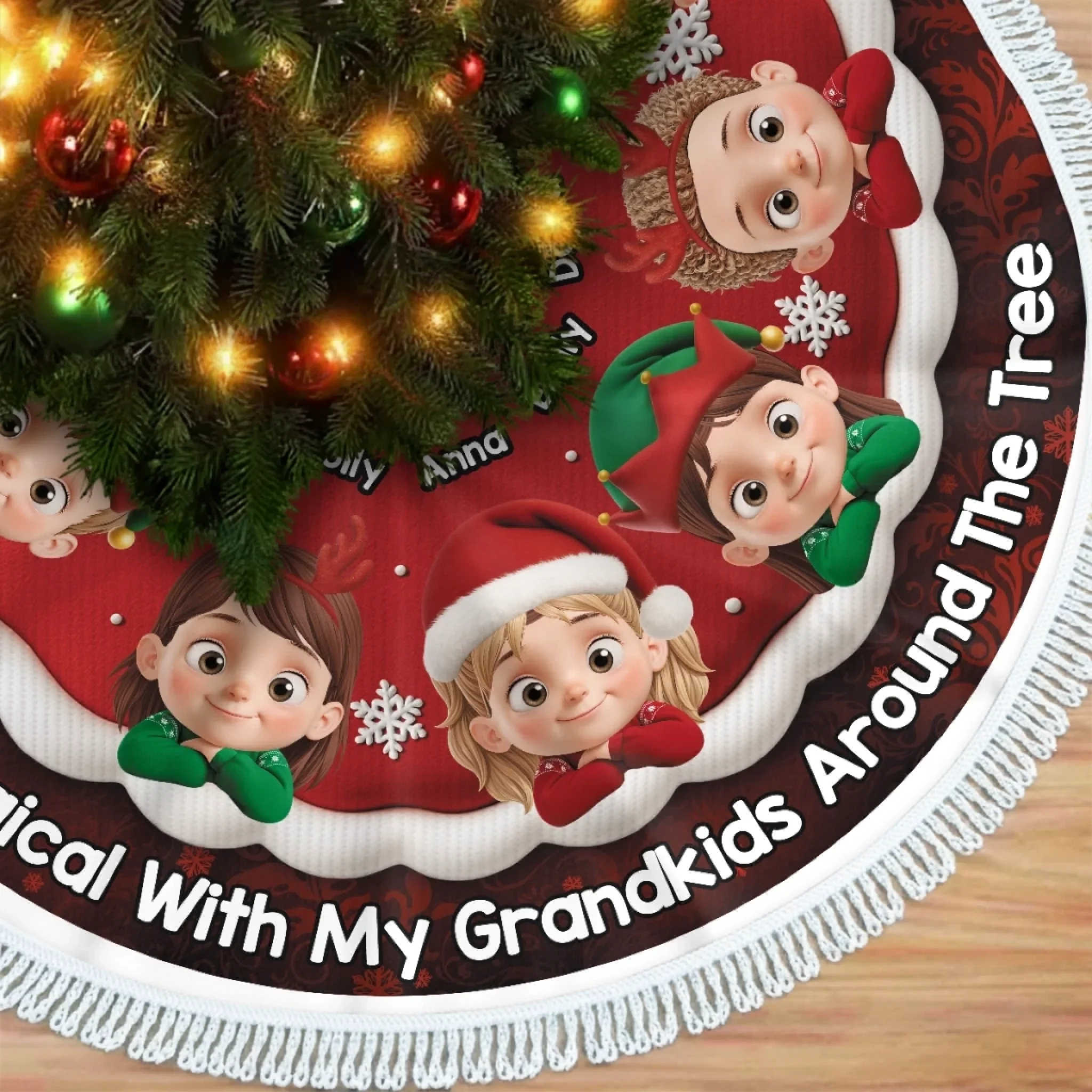 Custom Tree Skirt - Personalized Christmas Birthday Gifts For Grandma, Grandpa, Grandparents - Together We Make Christmas Bright - Robaser