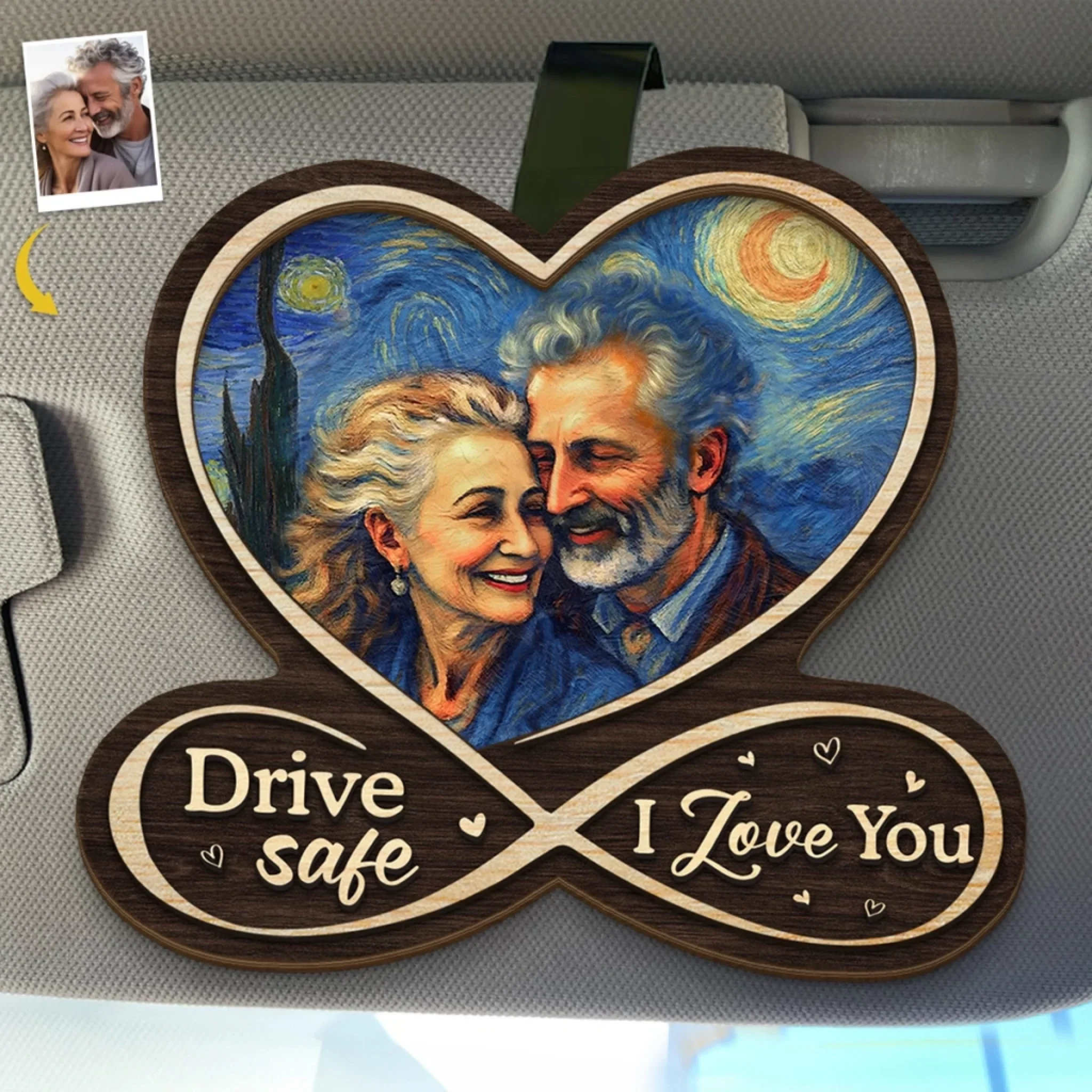 Custom Photo Car Visor Clip - Personalized Anniversary Wedding Gifts For Husband And Wife, Him And Her - Your Smile Is My Destination - Robaser